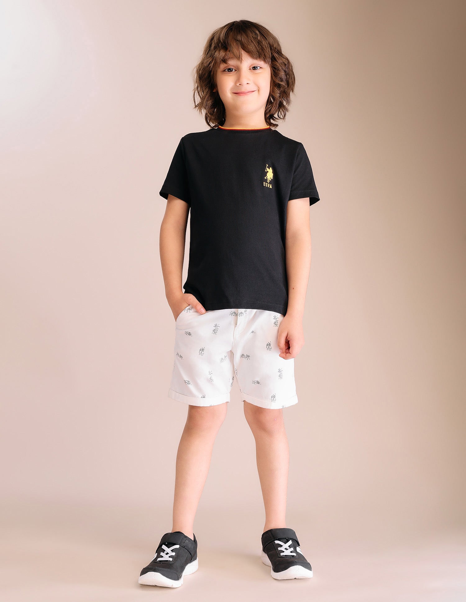 Boys Solid Regular Fit T-Shirt - Pack Of 2 Black and Red - U.S. POLO ASSN. | Large