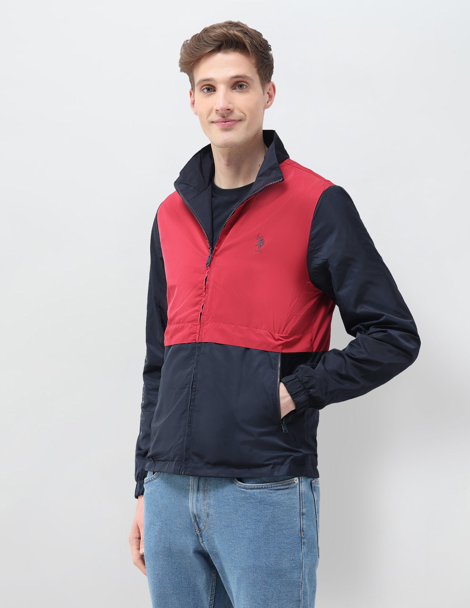 Colour Blocked Windcheater Reversible Jacket Jacket Navy - U.S. POLO ASSN. | Large