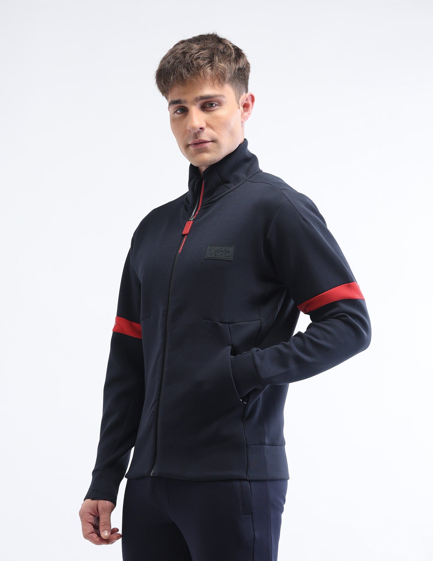 Solid Regular Fit Luxe Zipper Sweatshirt Navy - U.S. POLO ASSN. | Large