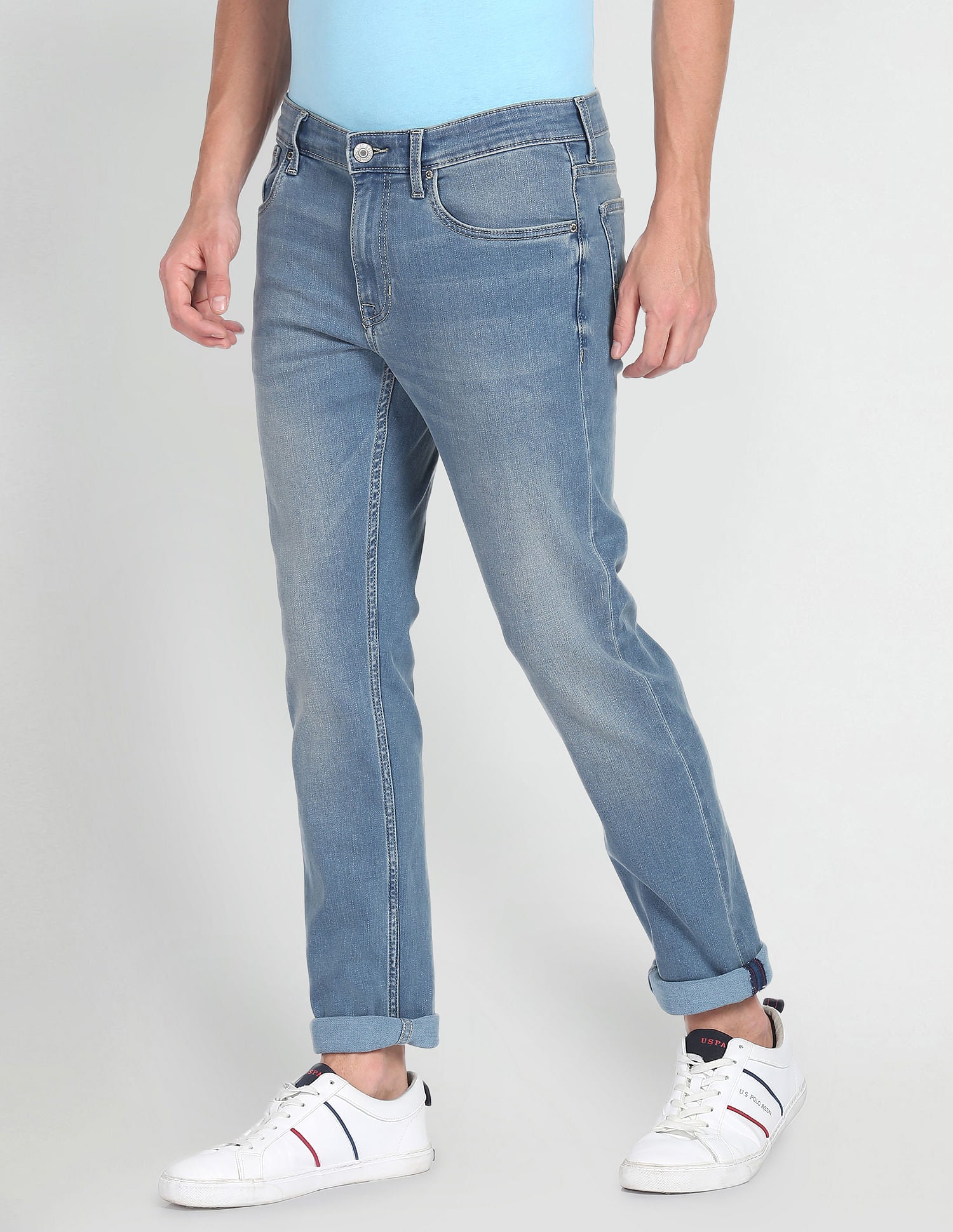 Regallo Skinny Fit Stone Wash Jeans Blue - U.S. Polo Assn. India | Large