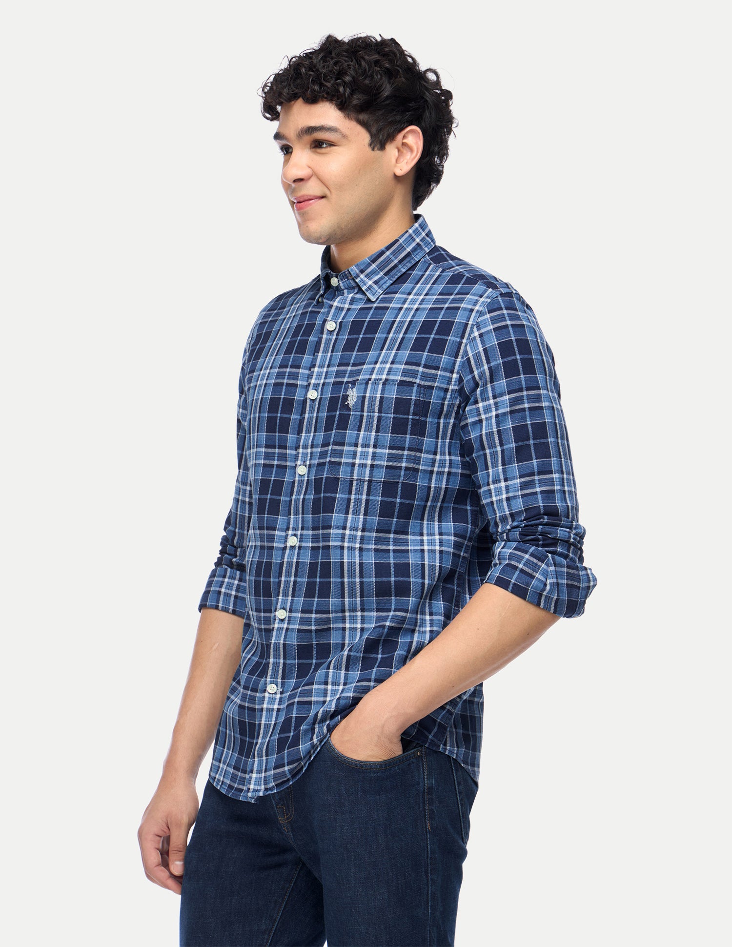 Tartan Checked Regular Fit Shirt Dark Indigo - U.S. Polo Assn. India | Large