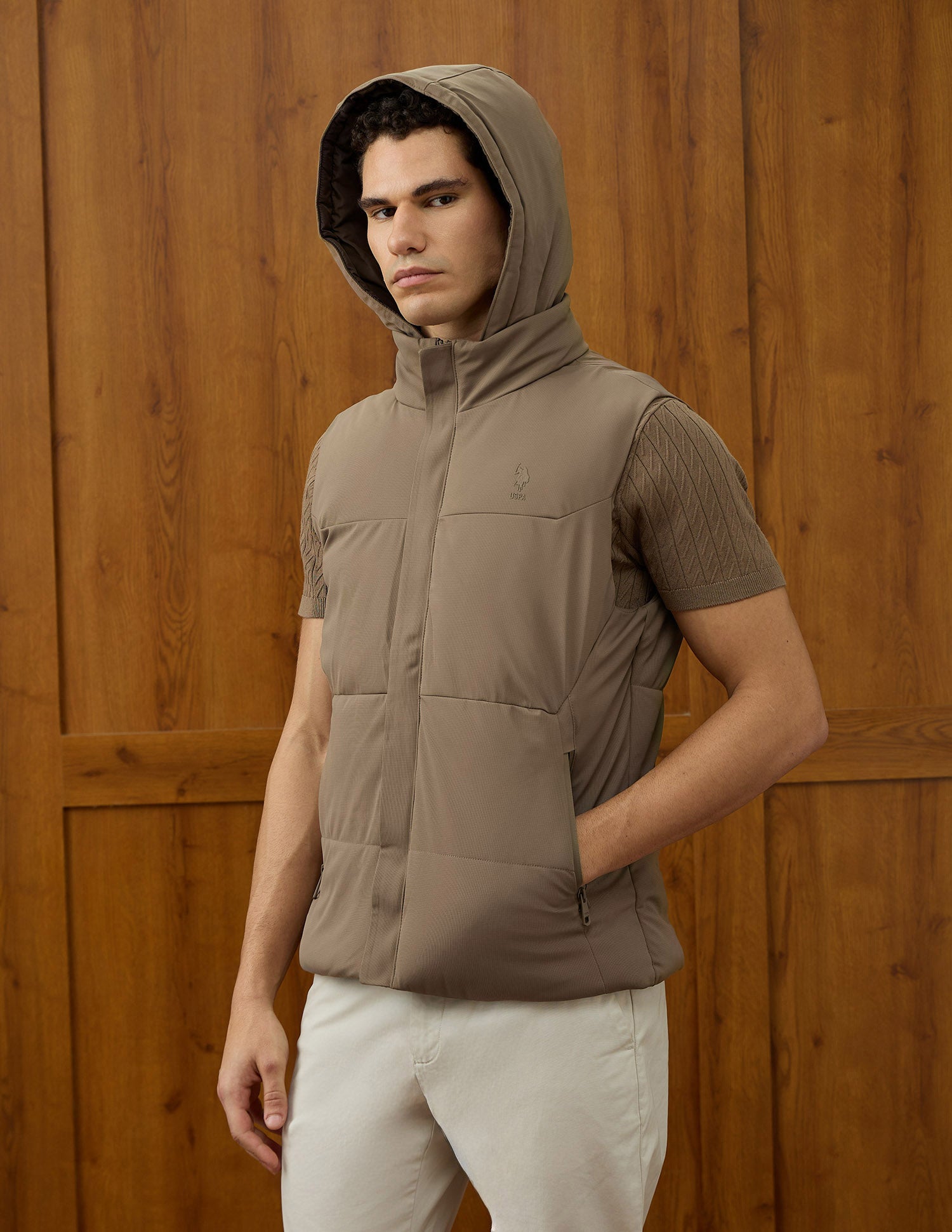 Equestrian Aisle Theater Puffer Jacket Tan - U.S. POLO ASSN. | Large