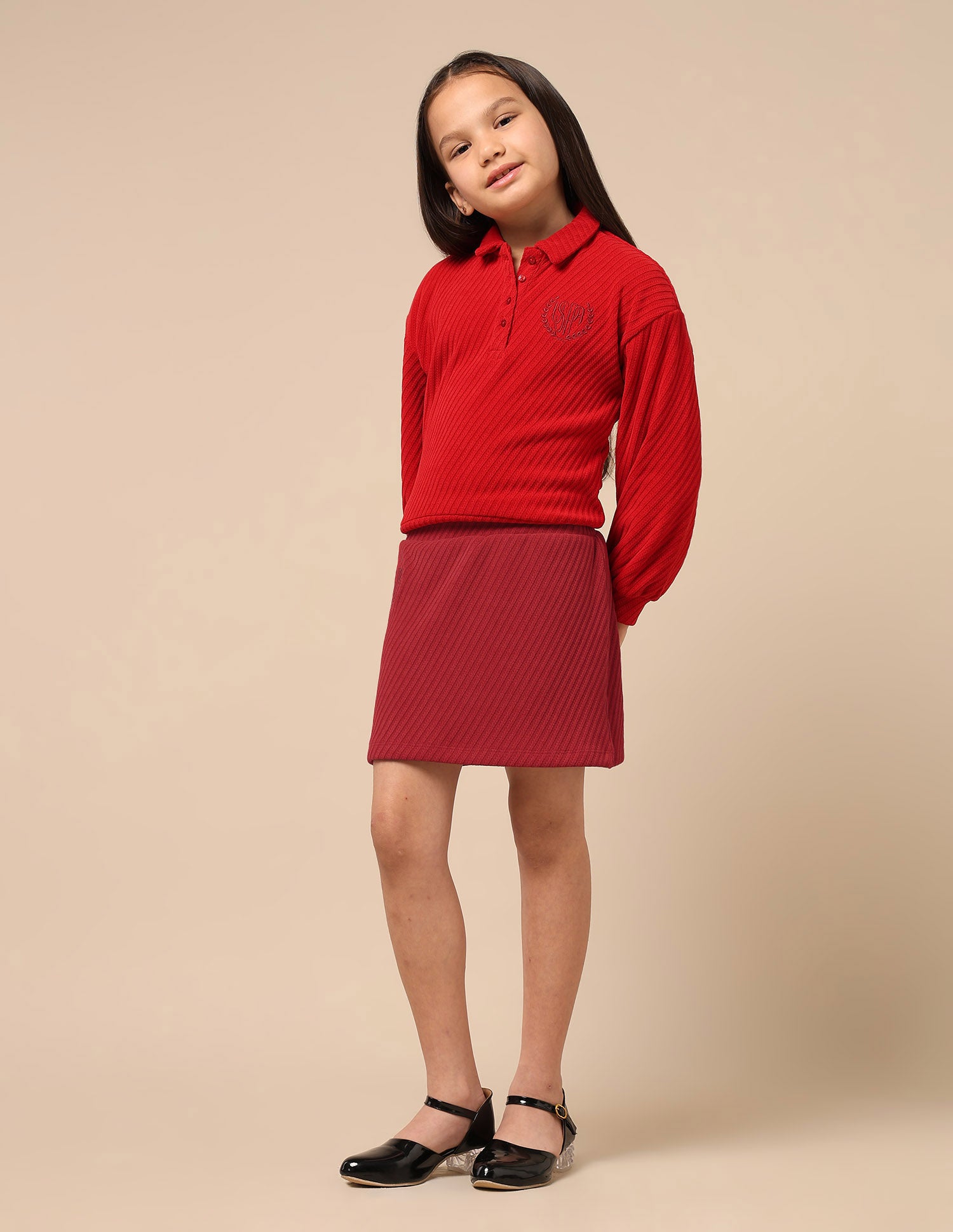 Girls Textured Straight Skirt Red - U.S. POLO ASSN. | Large