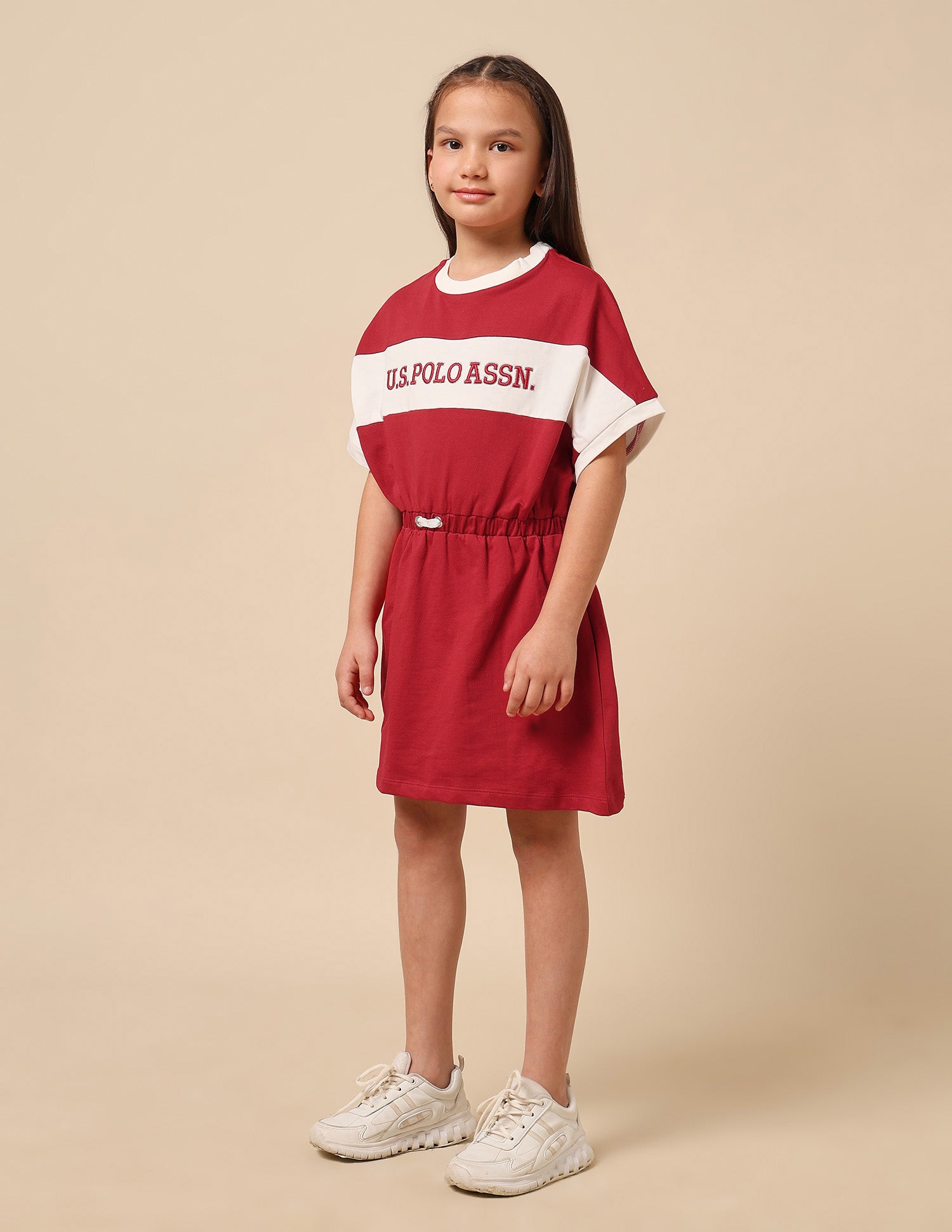 Girls Brand Embroidered A-Line Dress Red - U.S. POLO ASSN. | Large