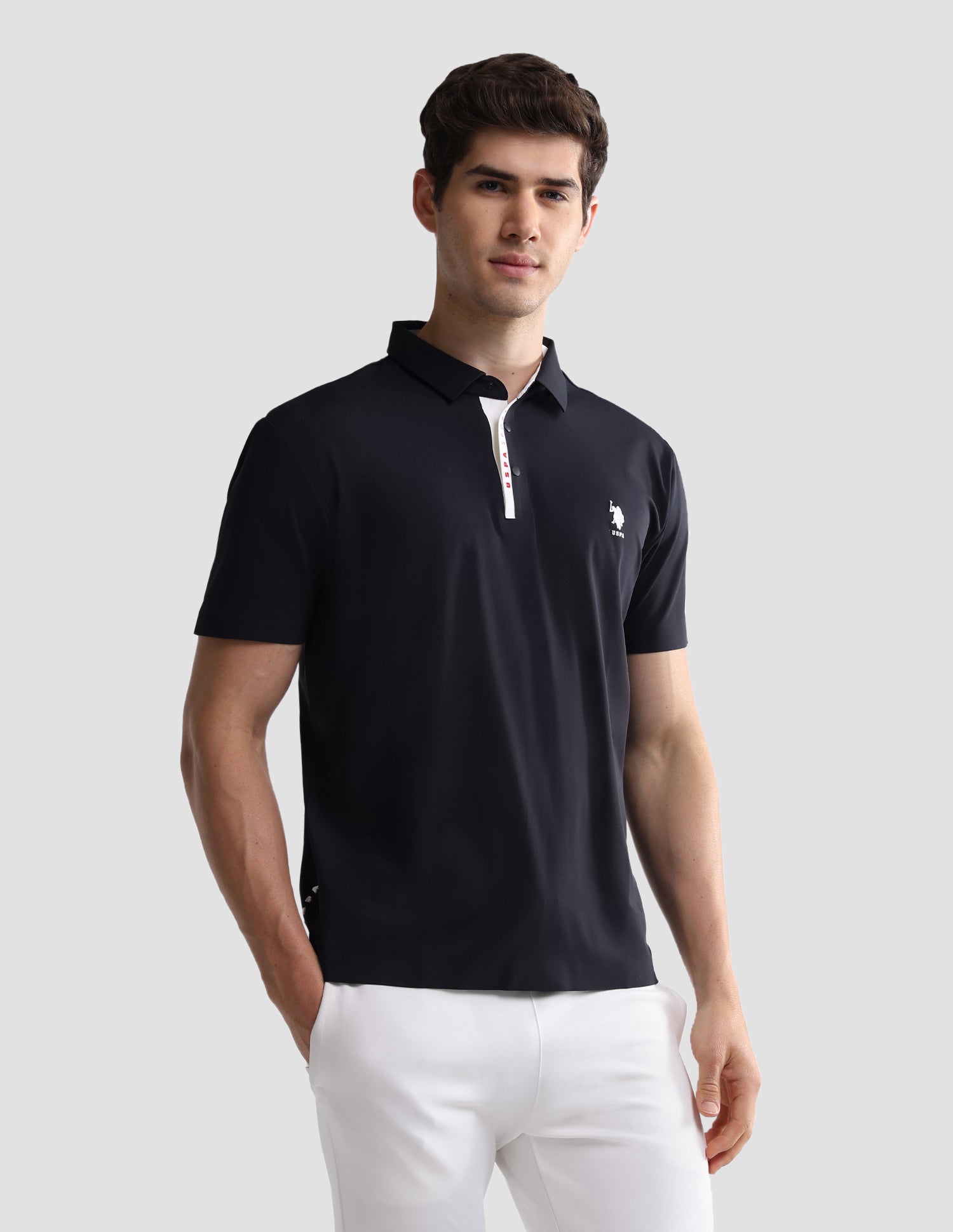 Solid Slim Fit Active Polo Shirt Navy - U.S. Polo Assn. India | Large