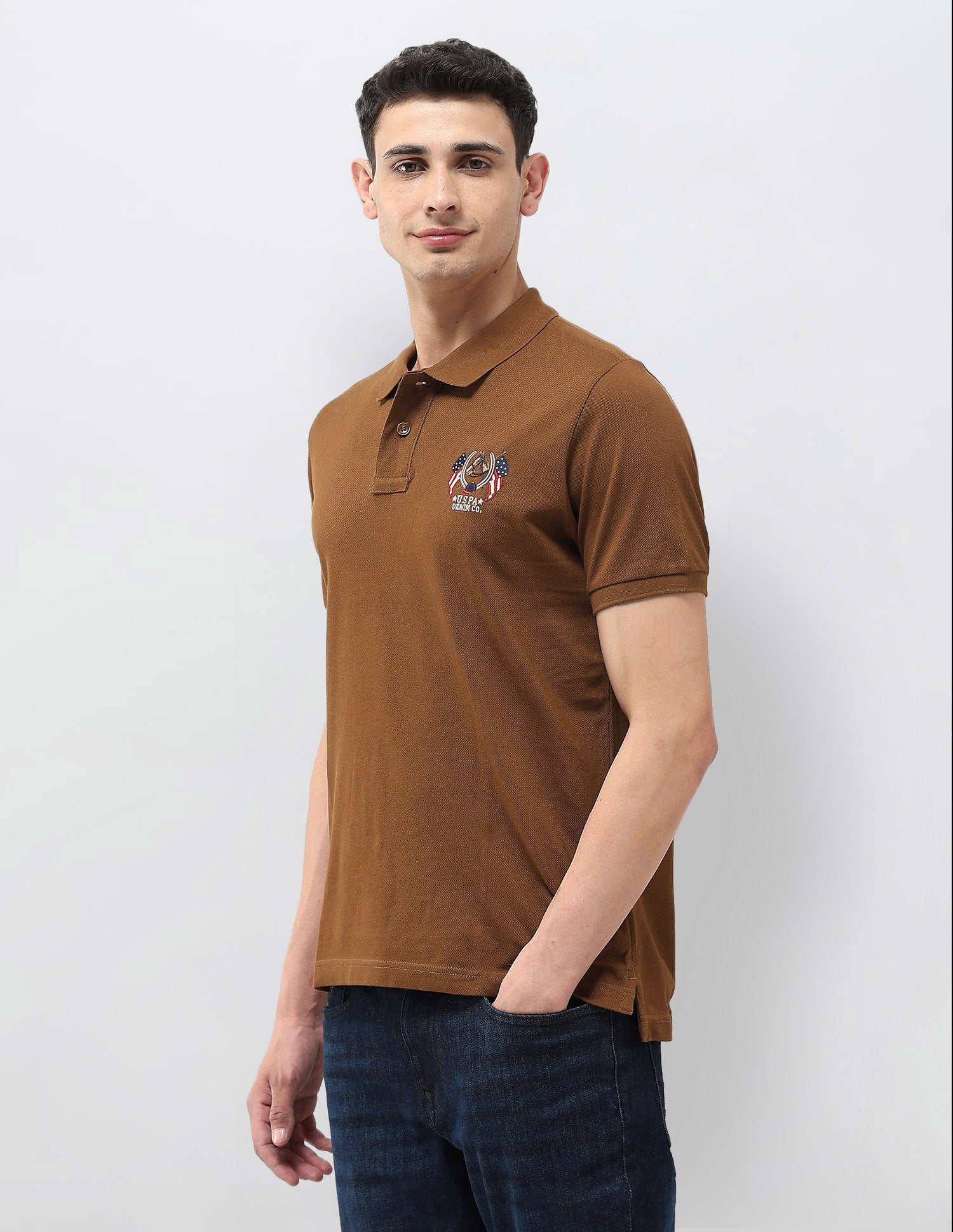 Solid Muscle Fit Polo Shirt Brown - U.S. POLO ASSN. | Large