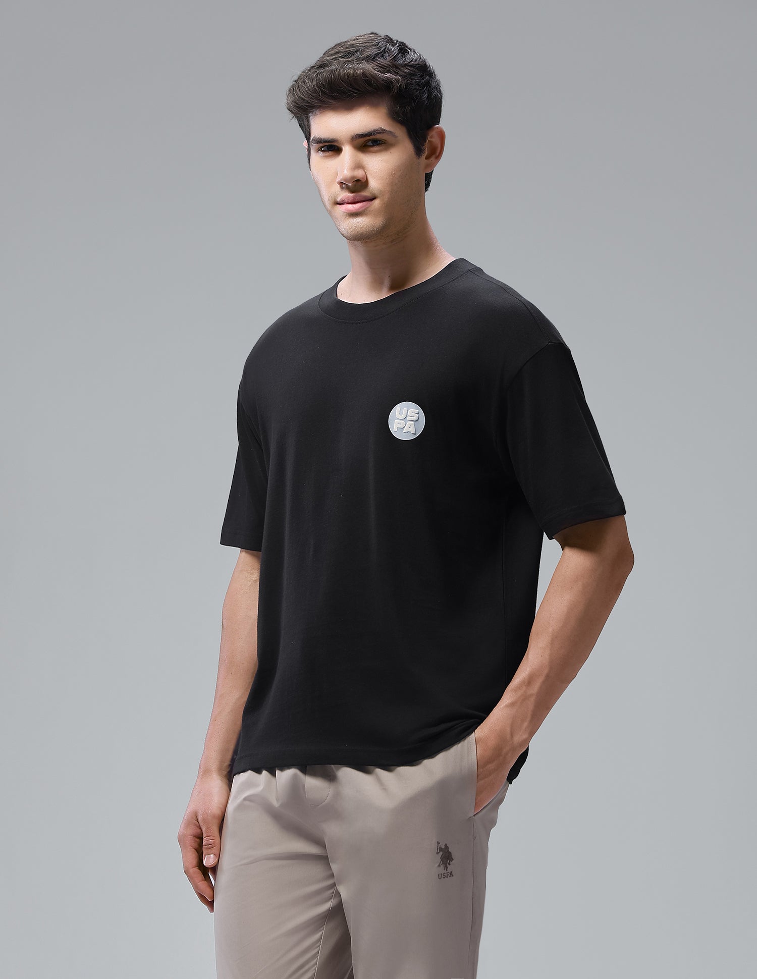 Graphic Printed Oversized Fit Loungewear T-Shirt Black - U.S. Polo Assn. India | Large
