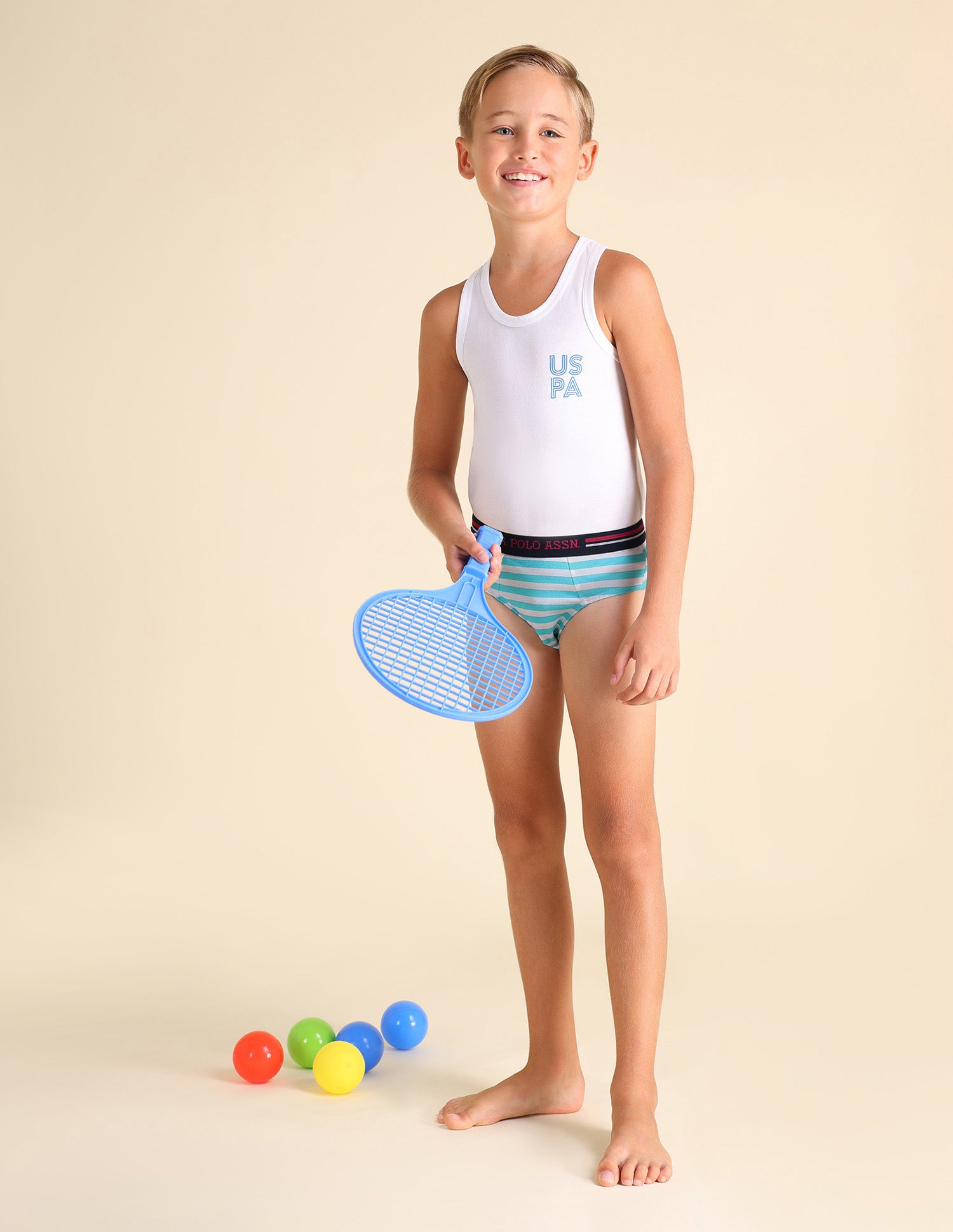 Mid Rise Cotton Spandex EKB03 Briefs - Pack Of 3 White, Green and Navy - U.S. POLO ASSN. | Large