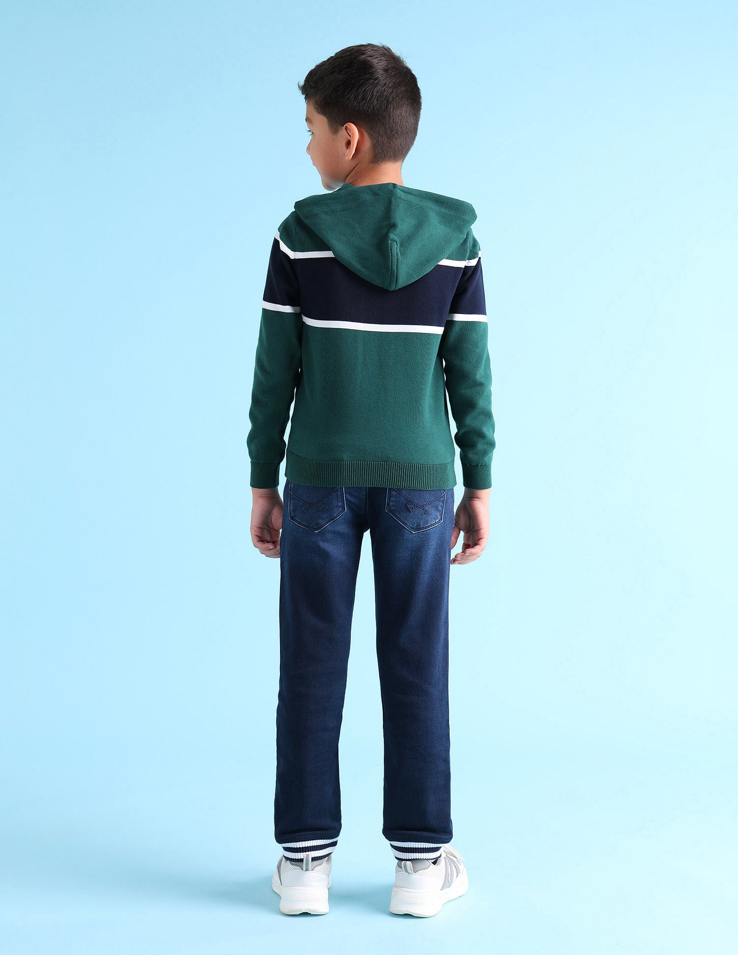 Boys Striped Hooded Sweater Green - U.S. POLO ASSN. | Large