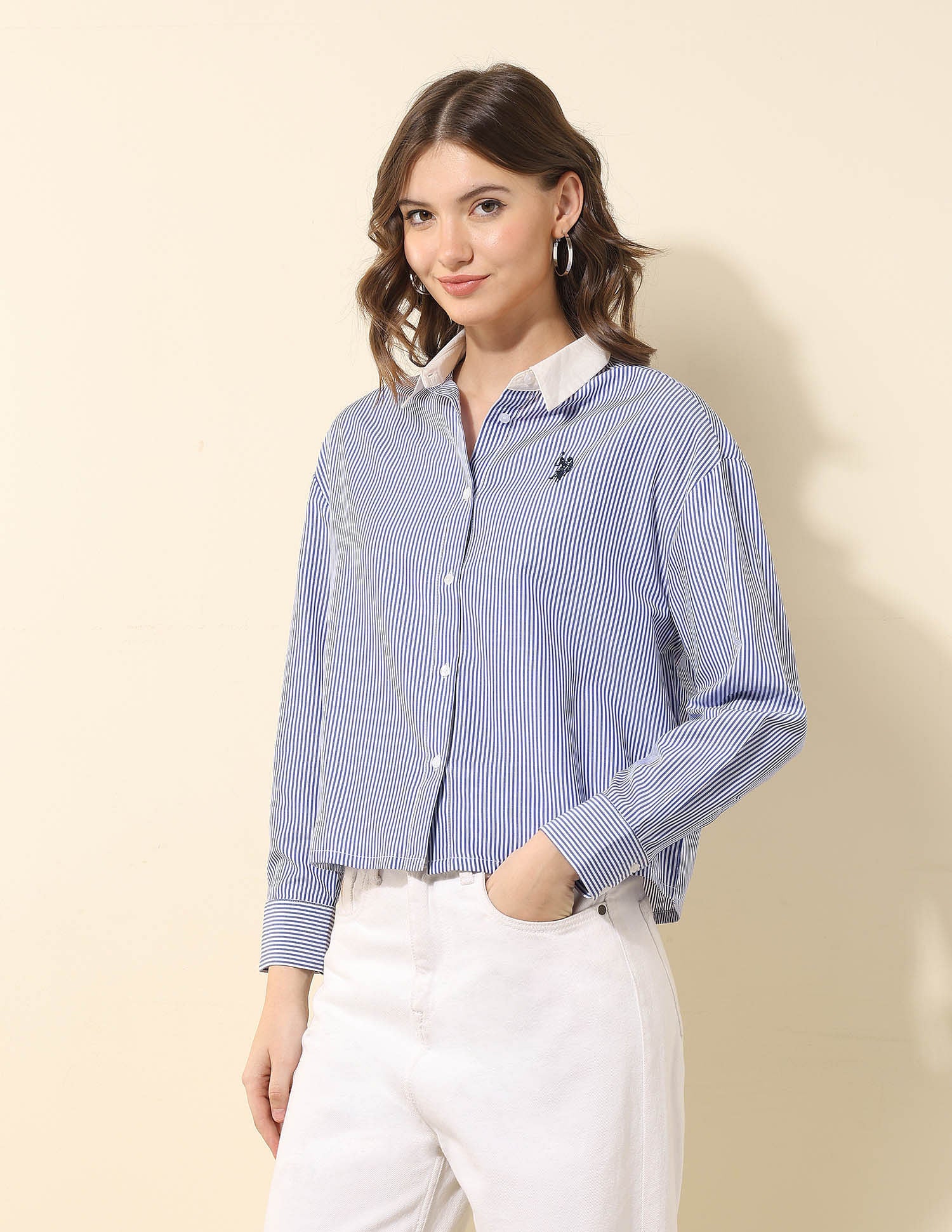 Vertical Striped Cropped Shirt Multi-colour - U.S. POLO ASSN. | Large