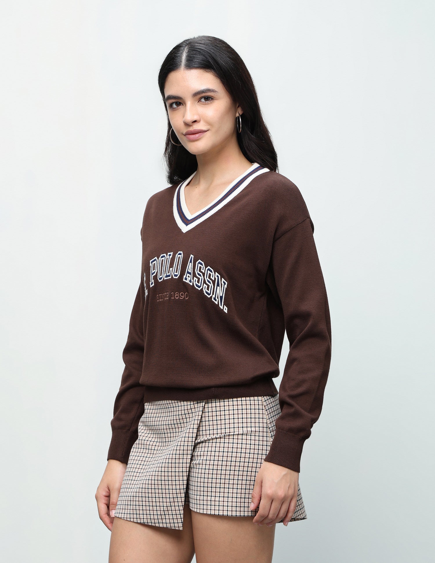 Brand Embroidered Regular Fit Sweater Brown - U.S. Polo Assn. India | Large