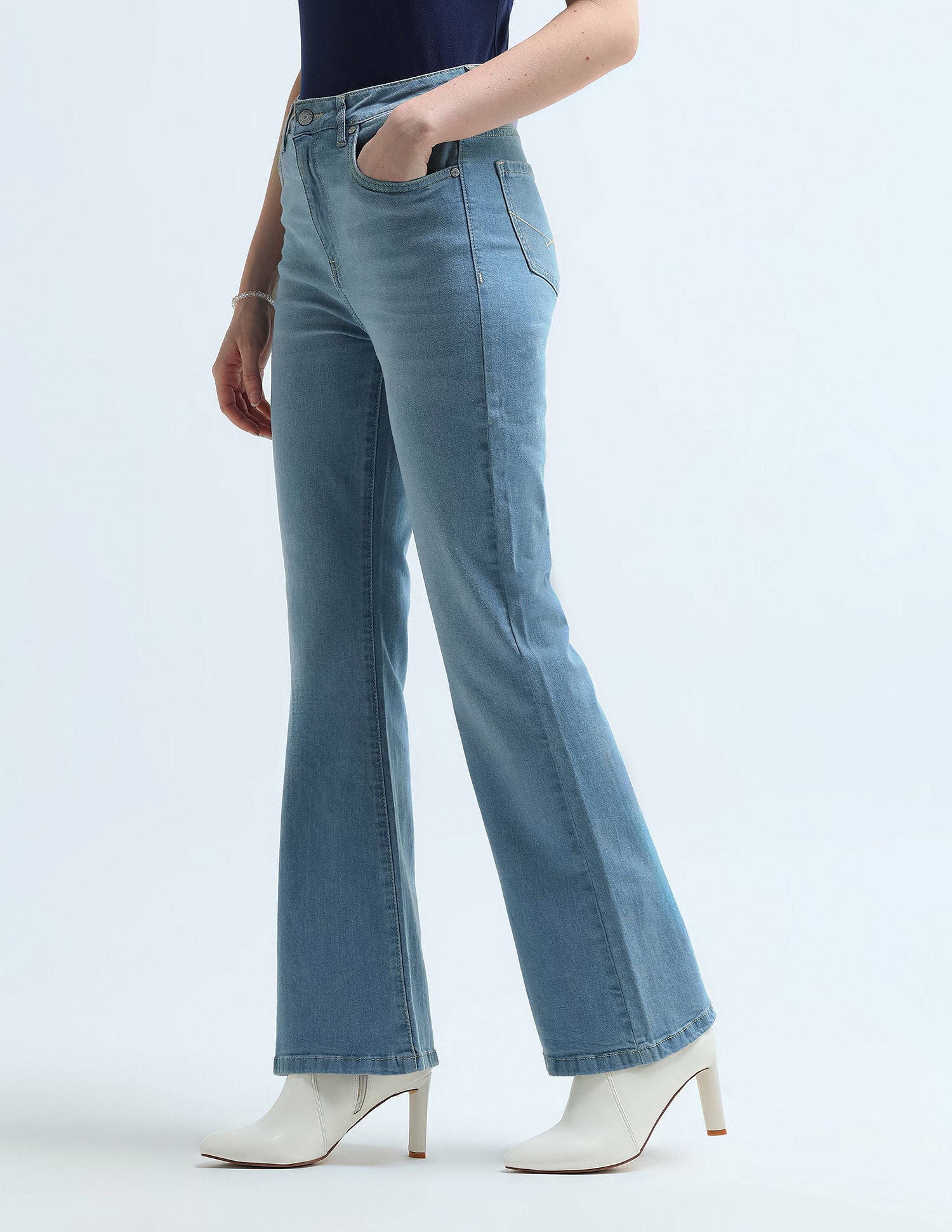 High Rise Flare Fit Jeans Light Blue - U.S. POLO ASSN. | Large