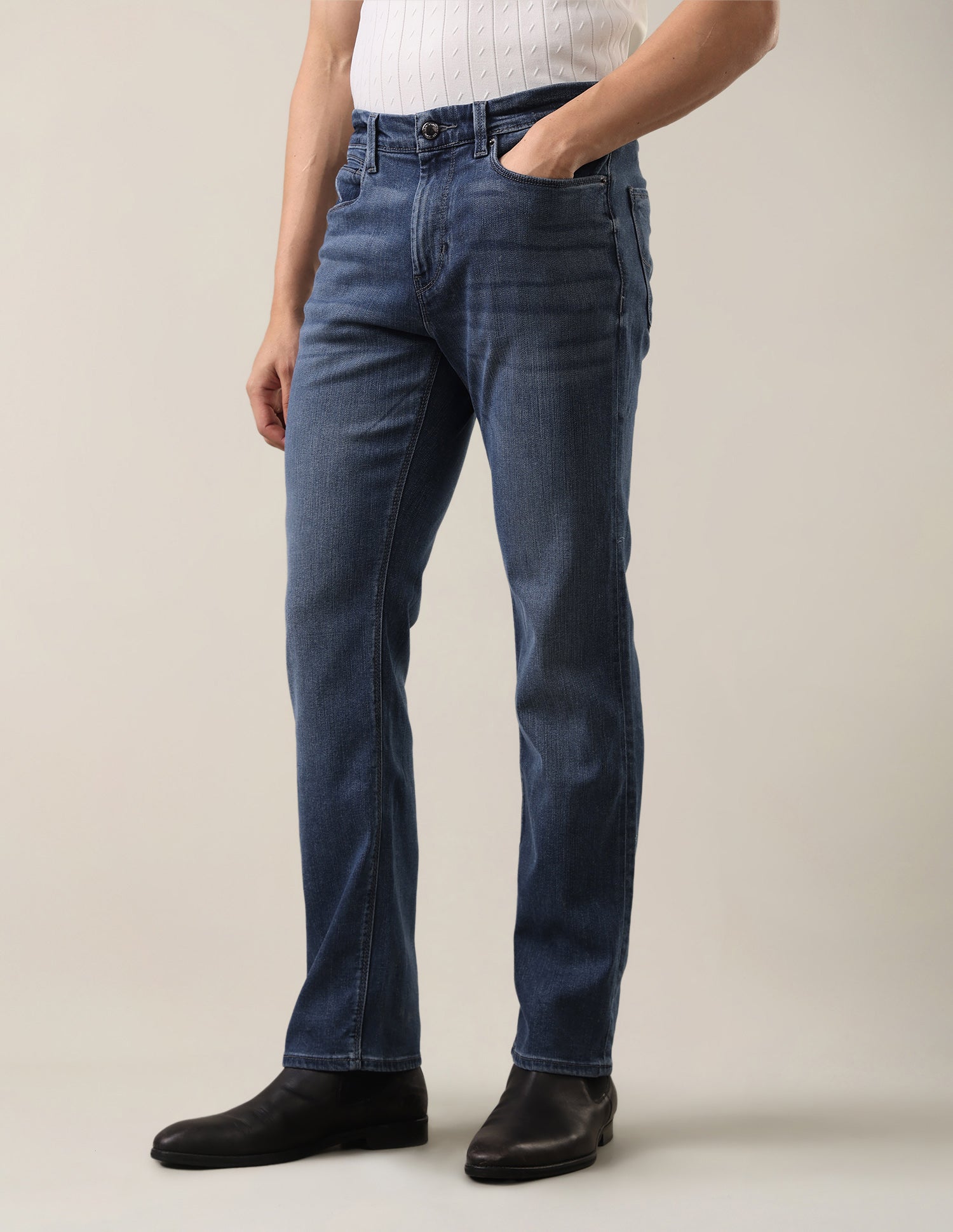 Harold Slim Straight Fit Blue Jeans Mid Blue - U.S. Polo Assn. India | Large