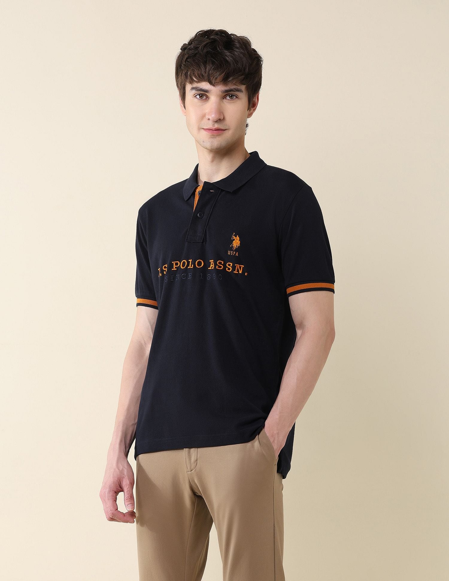 Slim Fit Brand Embroidered Polo Shirt Navy - U.S. POLO ASSN. | Large