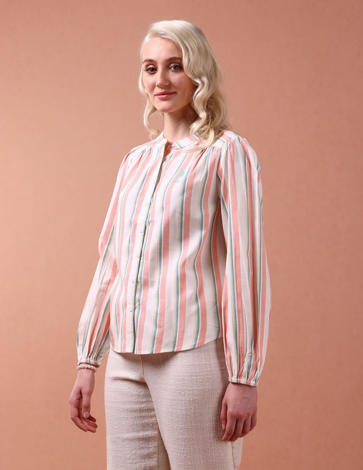 Vertical Stripe Loose Fit Top White - U.S. POLO ASSN. | Large