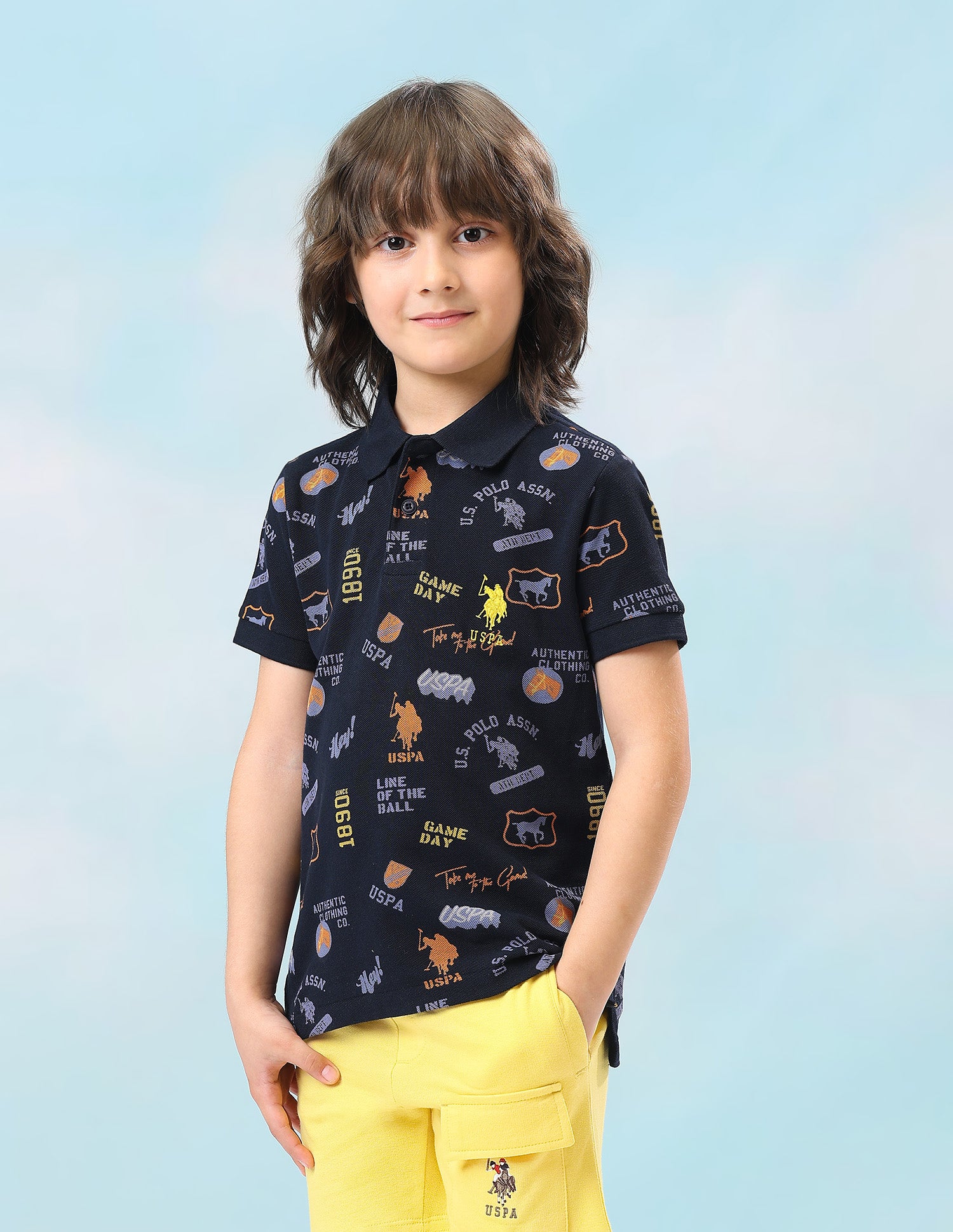 Graphic Brand Printed Regular Fit Polo Shirt Navy - U.S. Polo Assn. India | Large