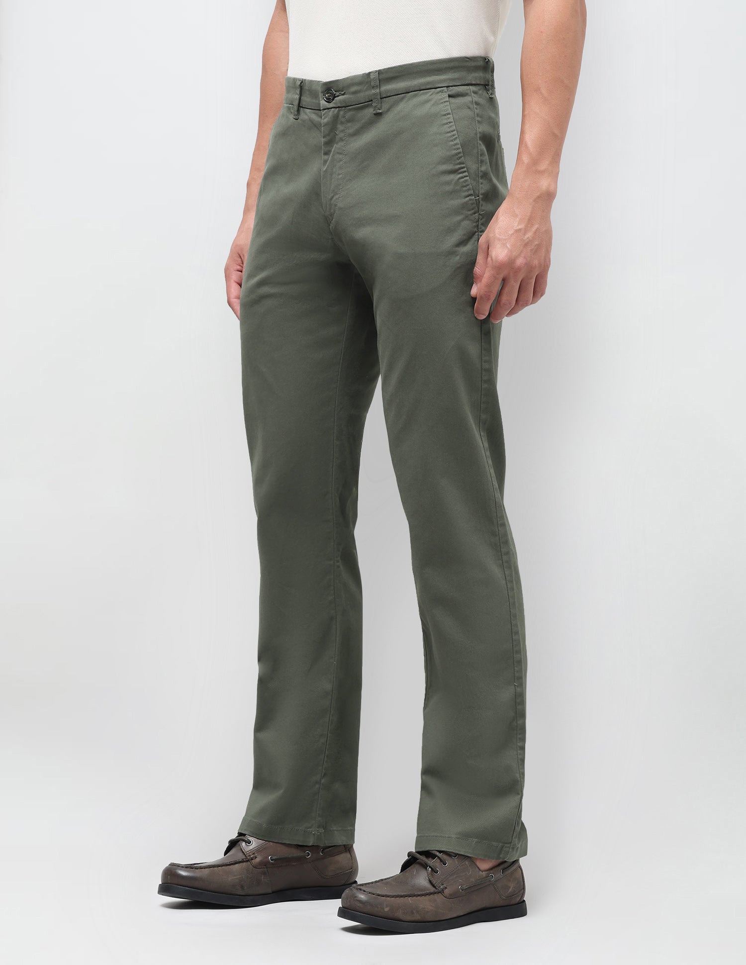 Satin Straight Fit Trousers Olive - U.S. Polo Assn. India | Large