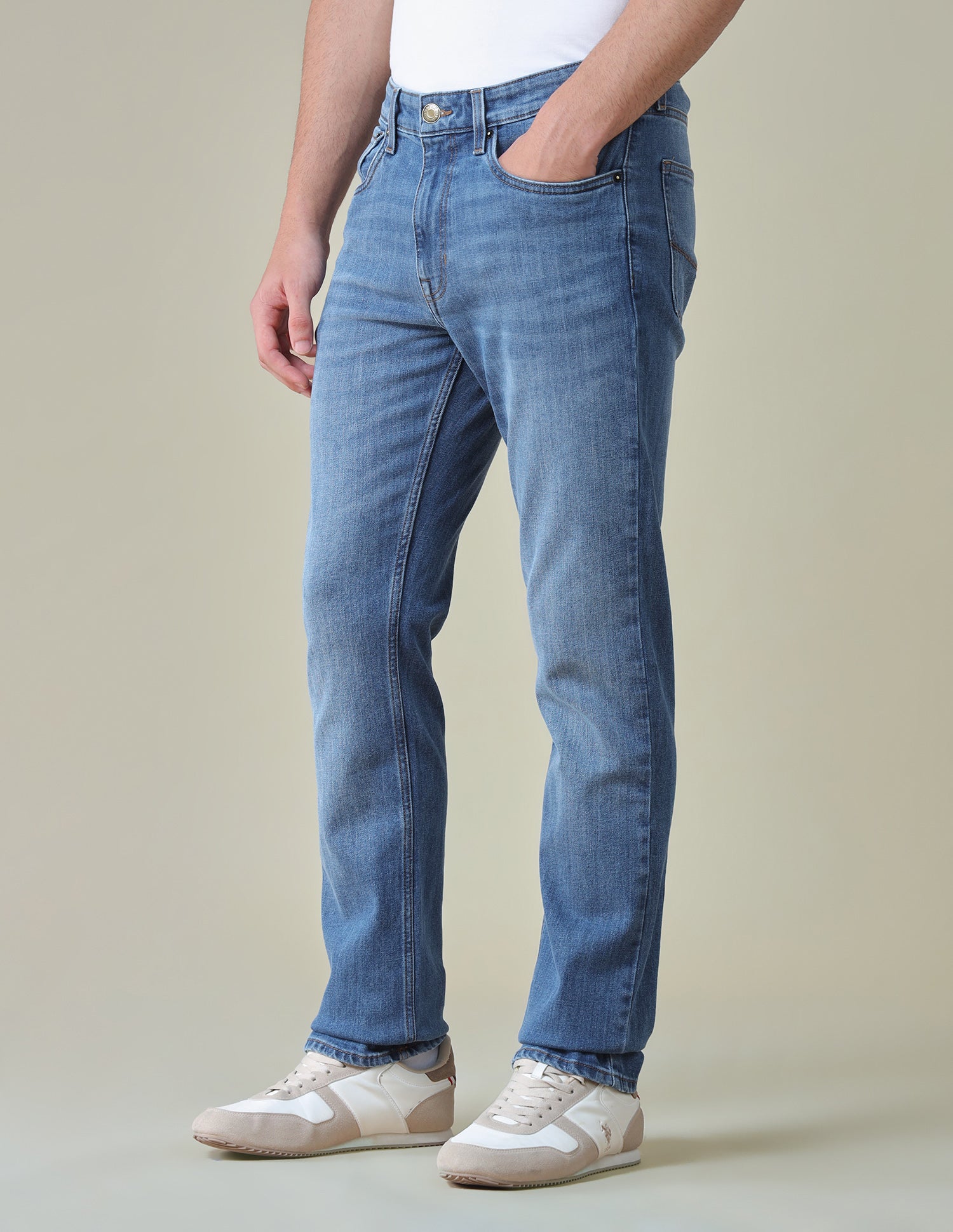 Harold Slim Straight Fit Blue Jeans Mid Blue - U.S. Polo Assn. India | Large