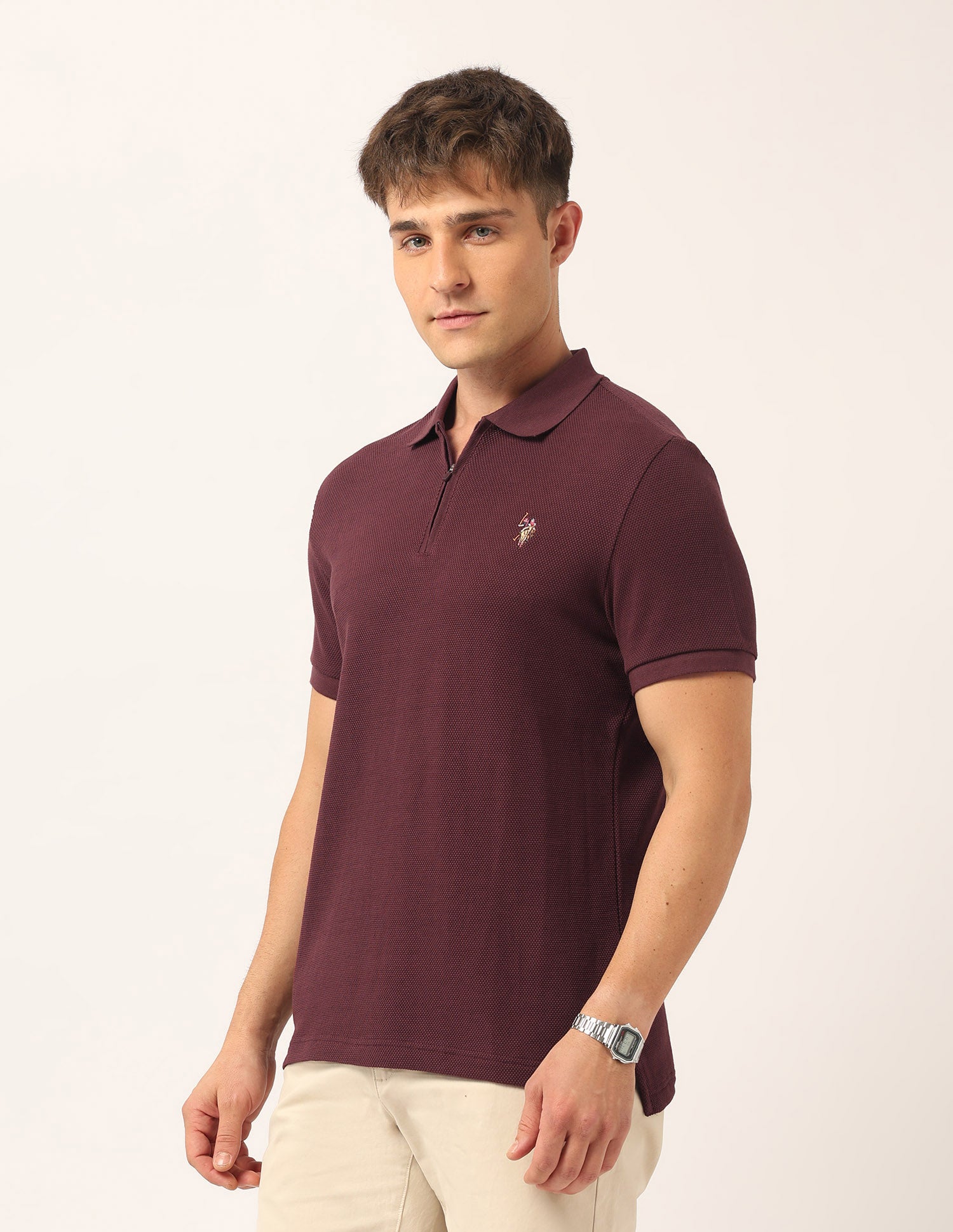 Solid Muscle Fit Polo Shirt Burgundy - U.S. Polo Assn. India | Large