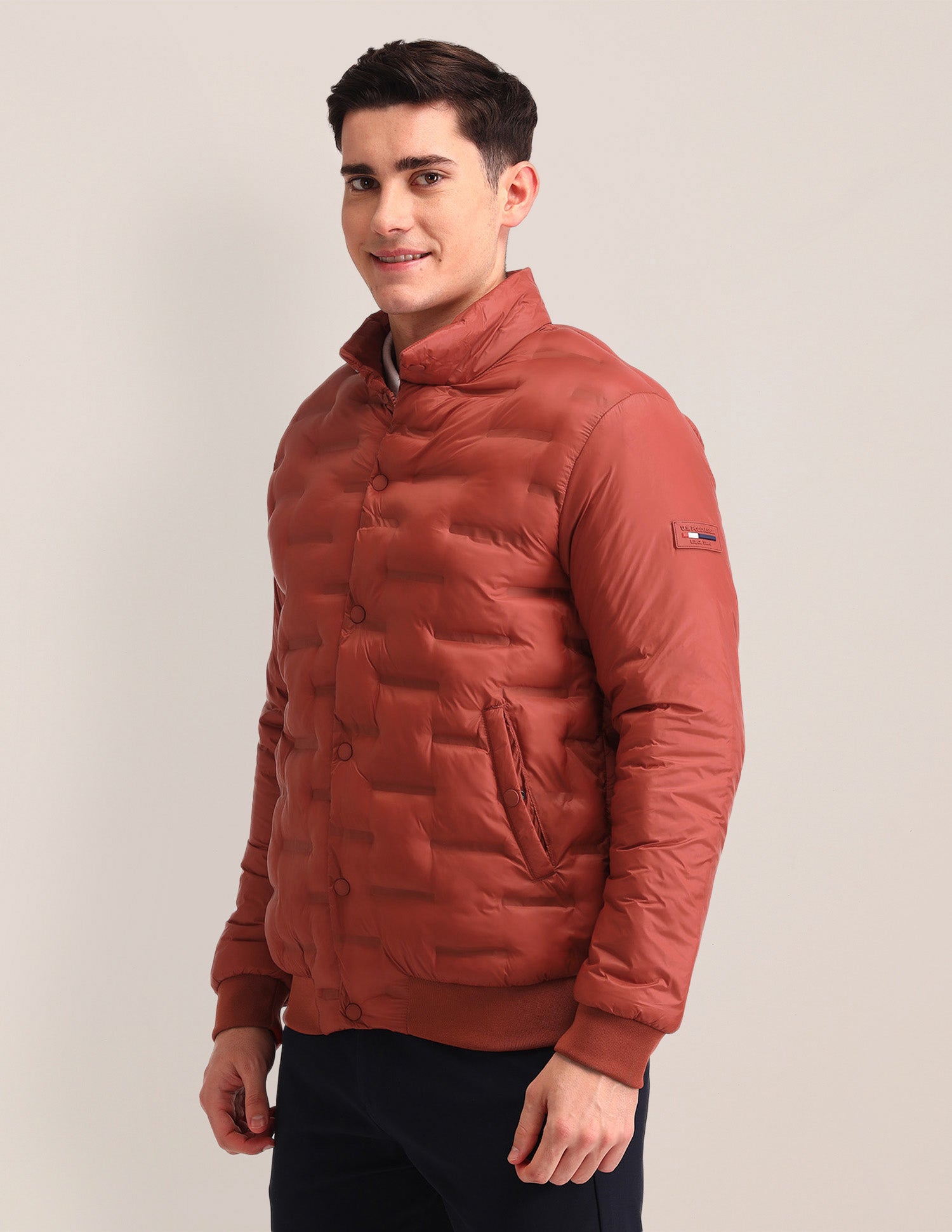 Solid Regular Fit Puffer Jacket Rust - U.S. POLO ASSN. | Large