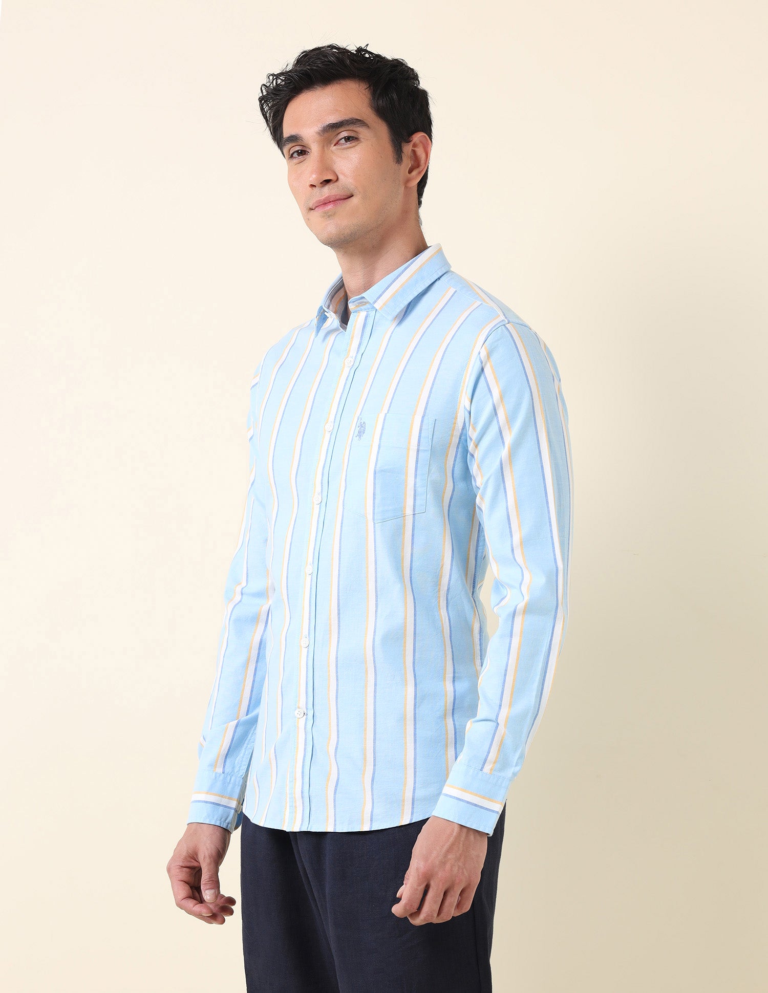 Vertical Striped Oxford Shirt Blue - U.S. Polo Assn. India | Large