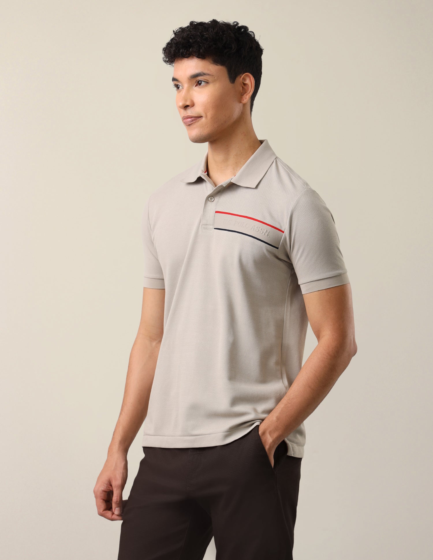 Solid Slim Fit Polo Shirt Grey - U.S. Polo Assn. India | Large