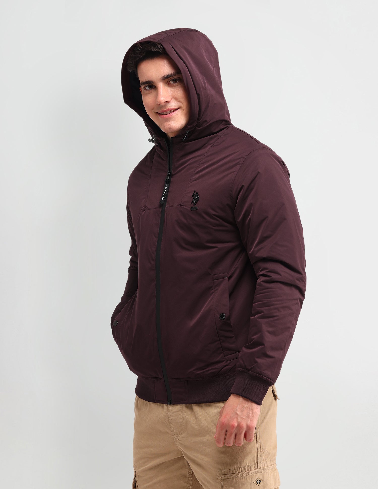 Solid Regular Fit Jacket Maroon - U.S. POLO ASSN. | Large