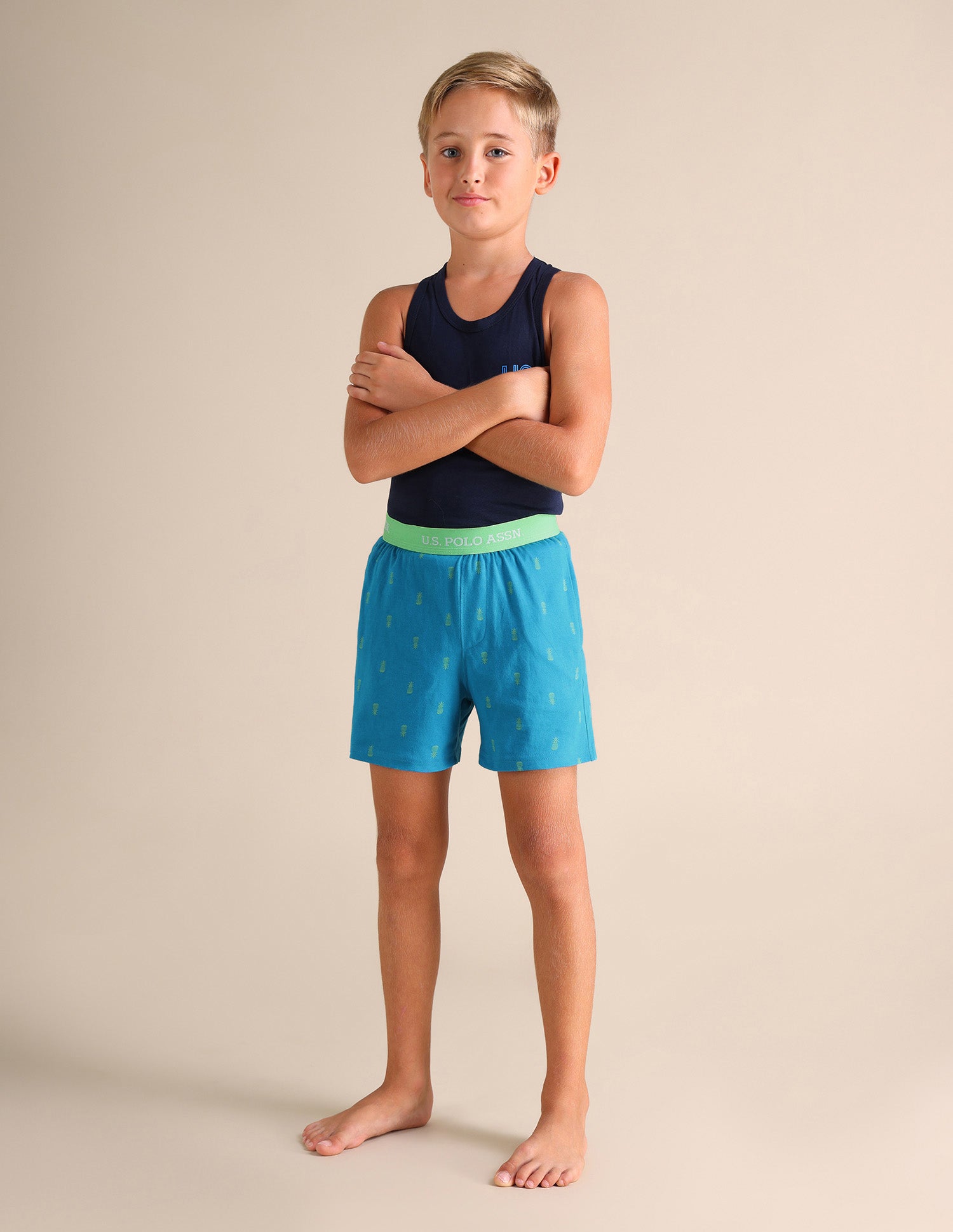 Pineapple Print EKX01 Lounge Shorts - Pack Of 2 Red and Blue - U.S. POLO ASSN. | Large