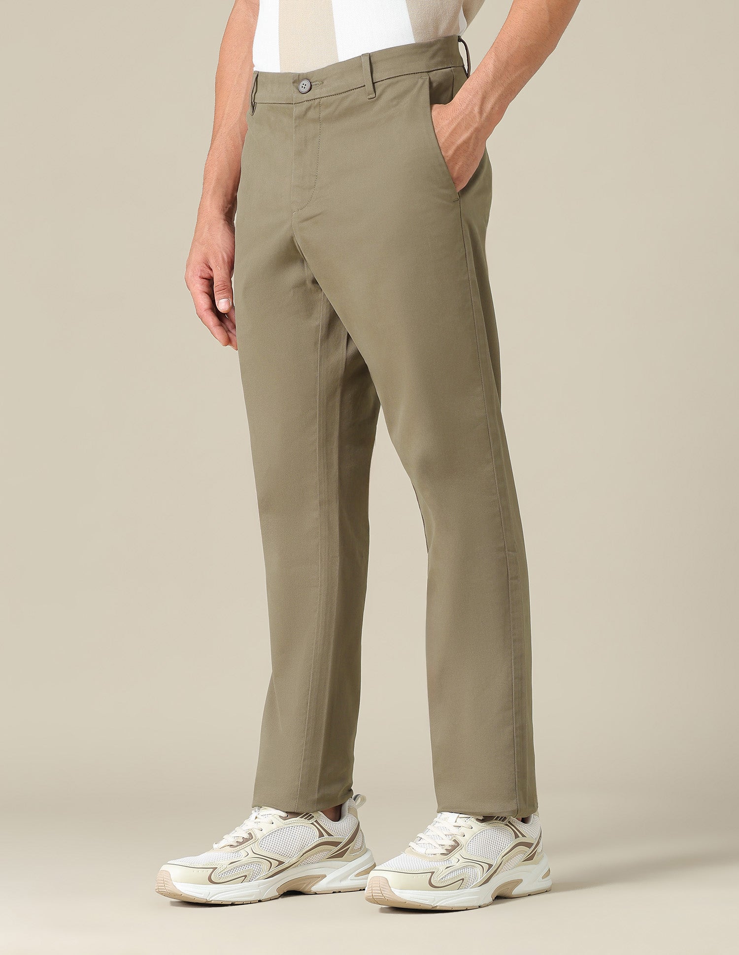 Denver Slim Fit Dobby Trousers Brown - U.S. POLO ASSN. | Large