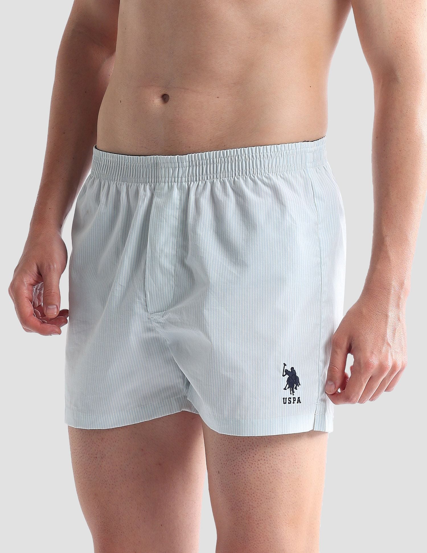 Pure Cotton EX004  Boxer Shorts - Pack of 1 Blue and White - U.S. POLO ASSN. | Large