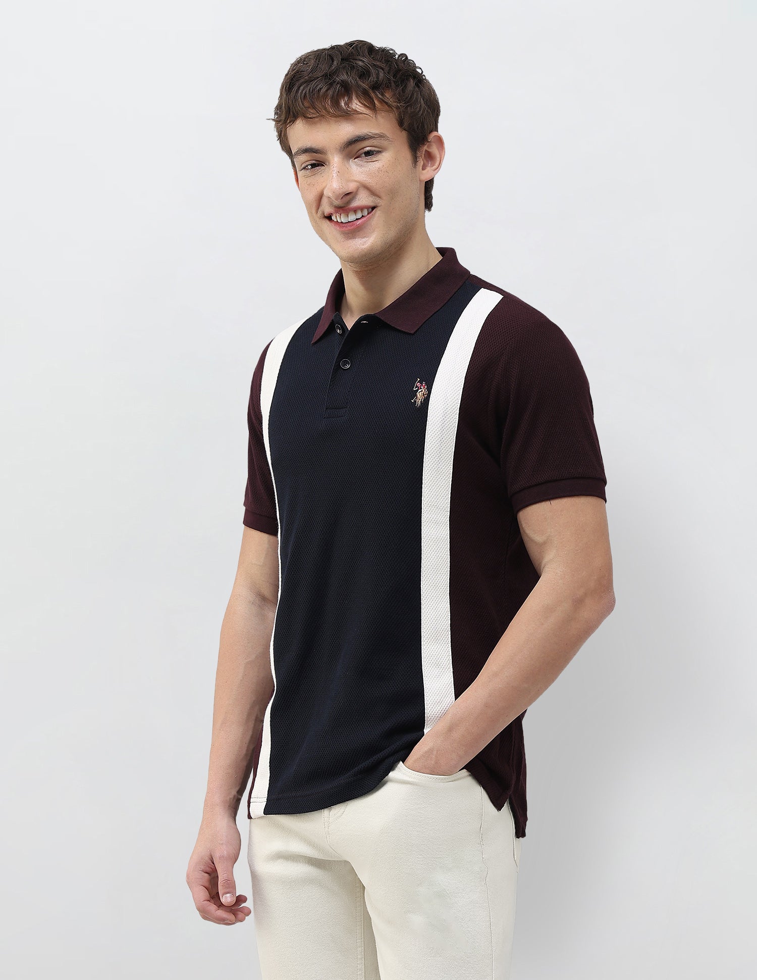 Colourblocked Muscle Fit Polo Shirt Maroon - U.S. Polo Assn. India | Large