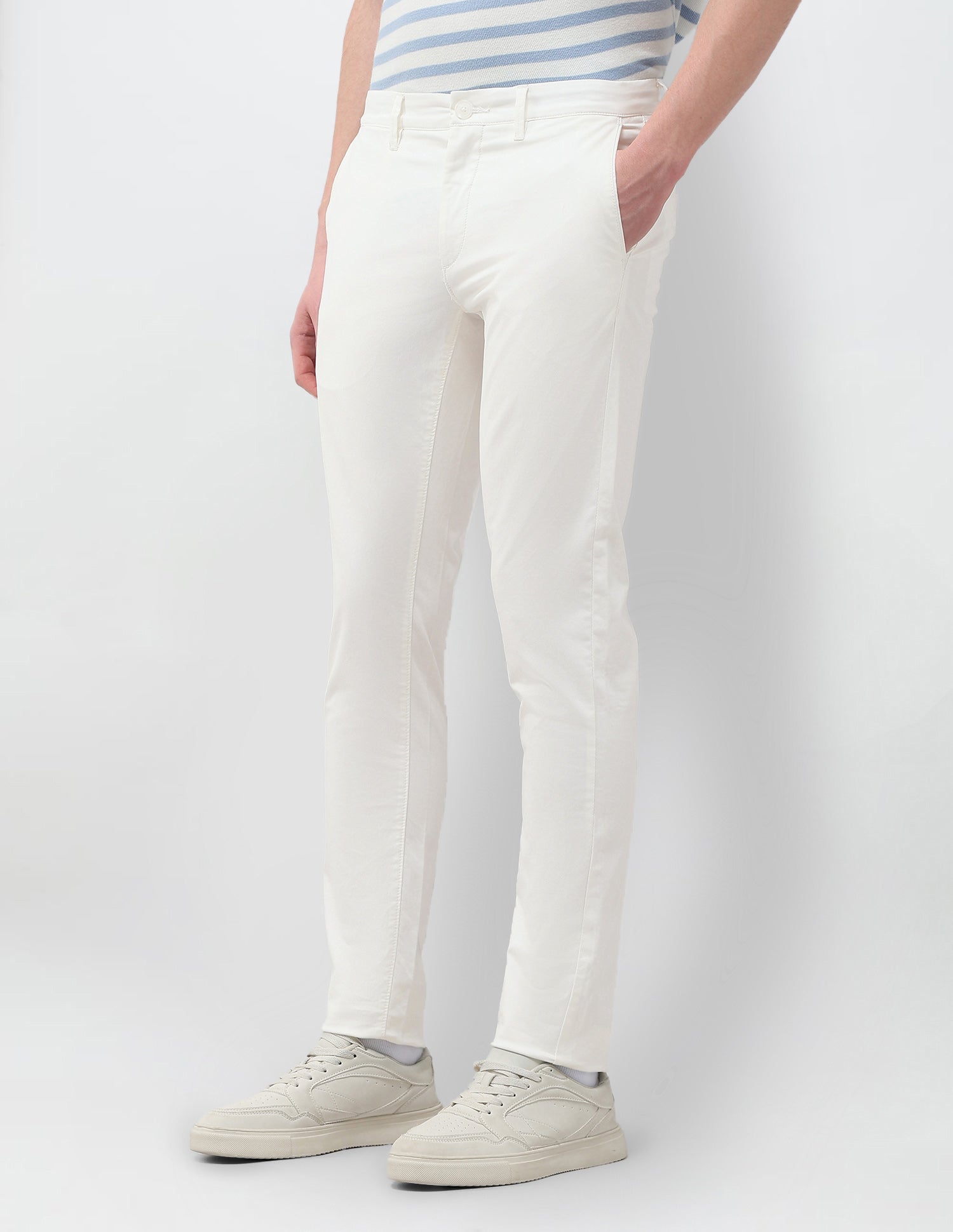 Austin Slim Fit Satin Trousers White - U.S. Polo Assn. India | Large