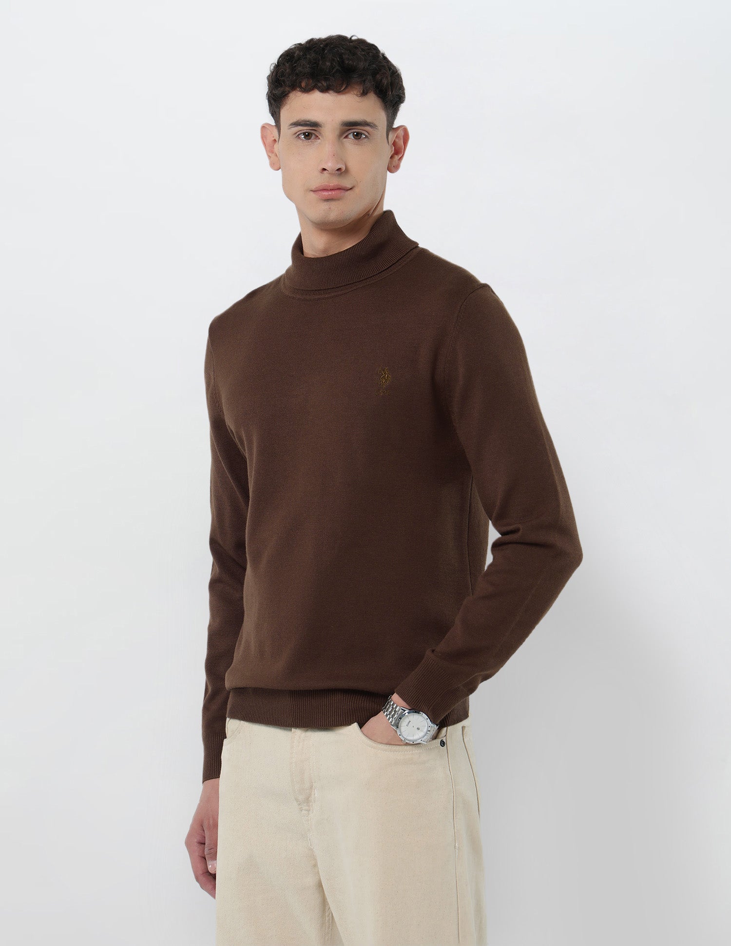 Turtleneck Regular Fit Sweater Dark Brown - U.S. POLO ASSN. | Large
