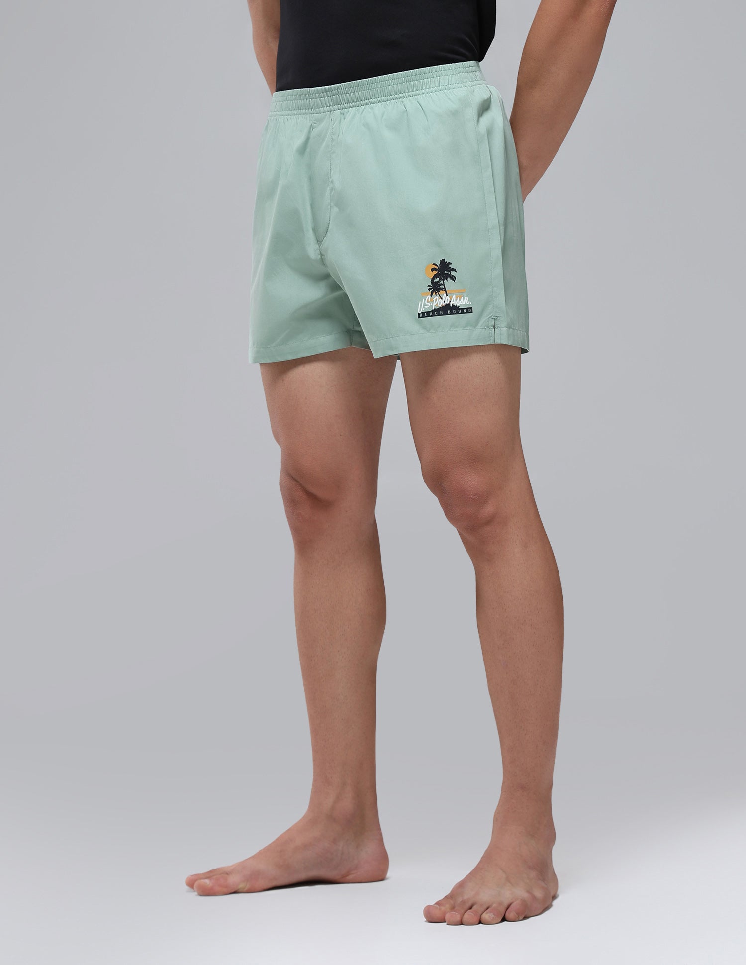 Pure Cotton Mid Rise OEX14 Boxers - Pack Of 1 Granite Green - U.S. Polo Assn. India | Large