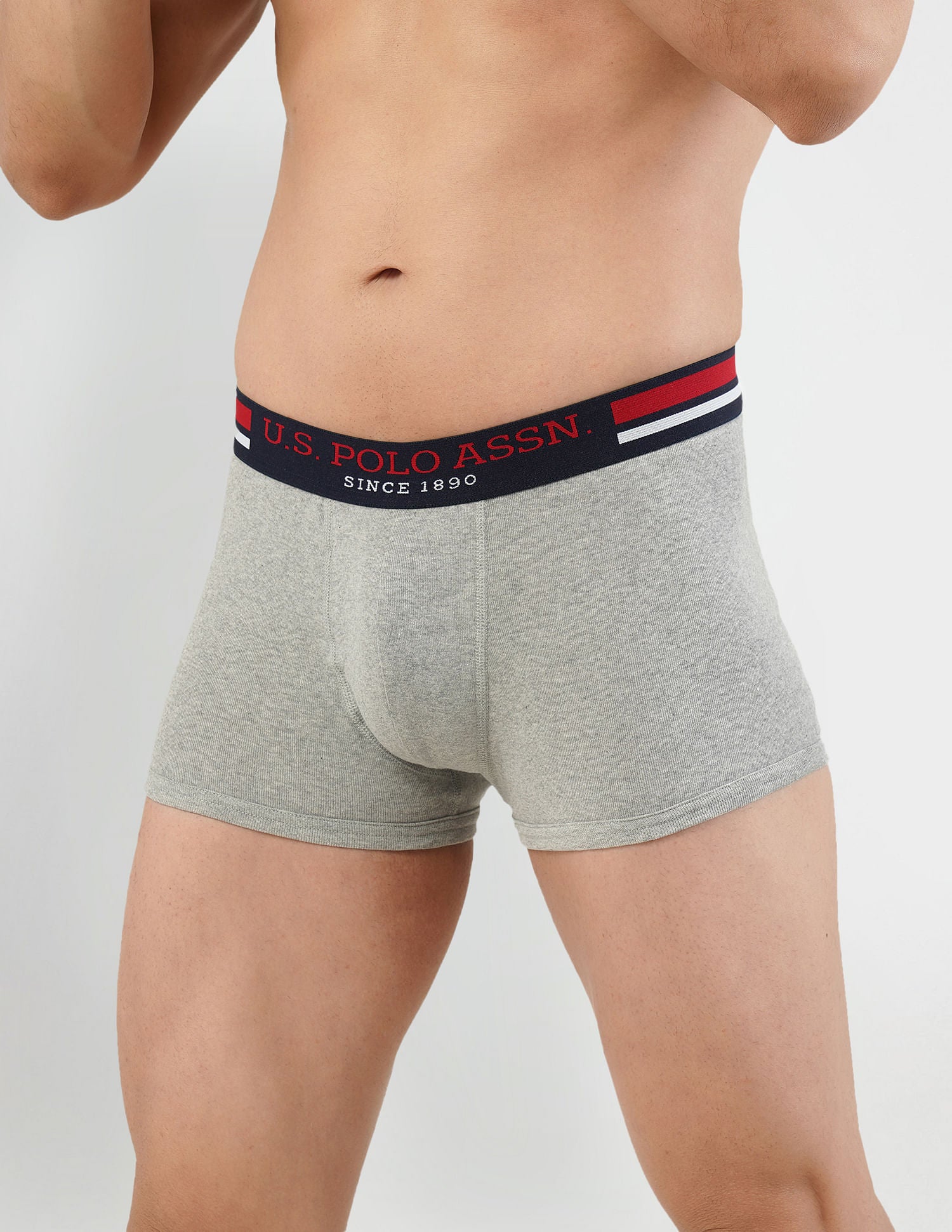 Pure Cotton Contrast Waist I641 Trunks - Pack Of 1 Grey - U.S. POLO ASSN. | Large