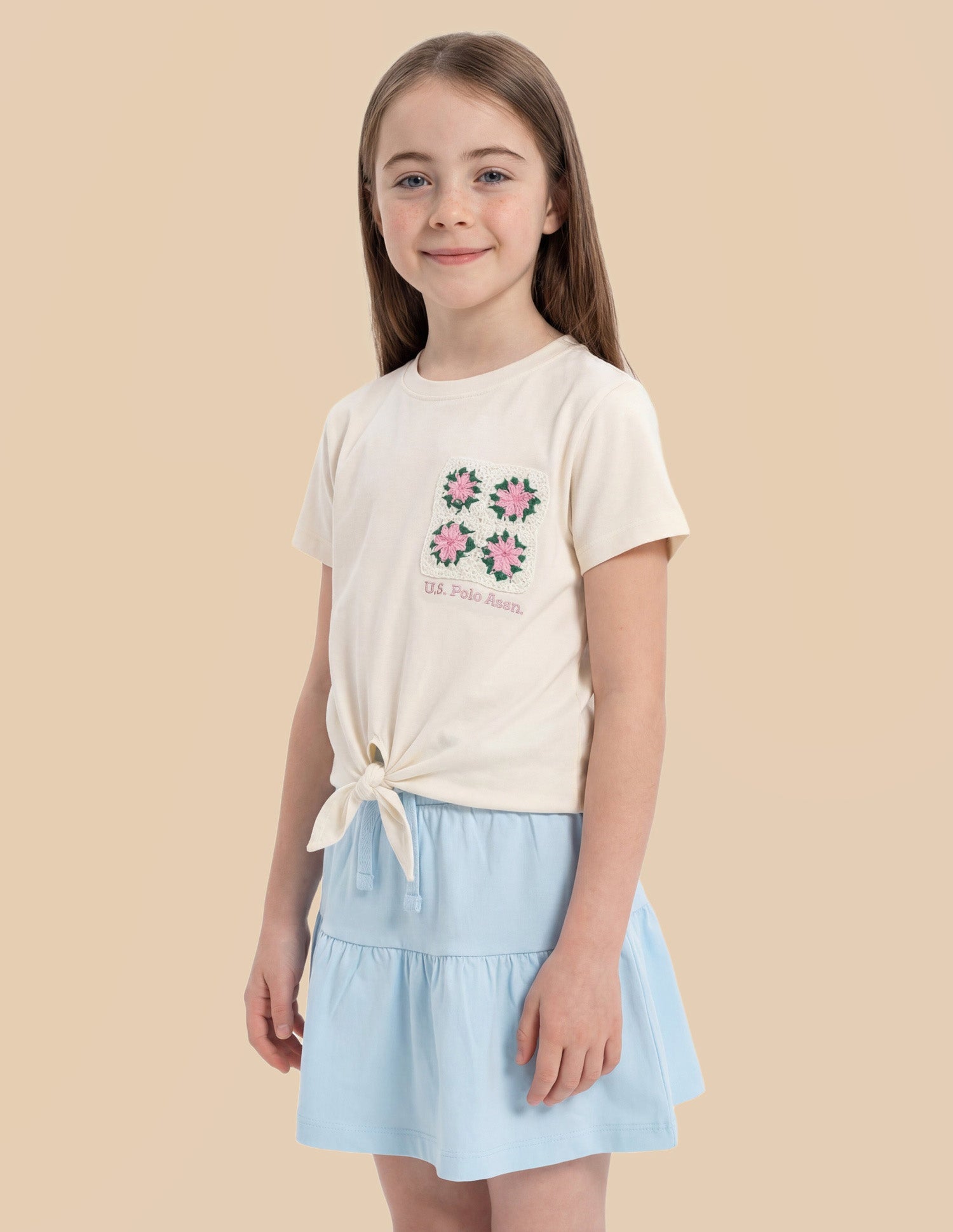 Floral Crochet Regular Fit Knotted Top Off White - U.S. Polo Assn. India | Large