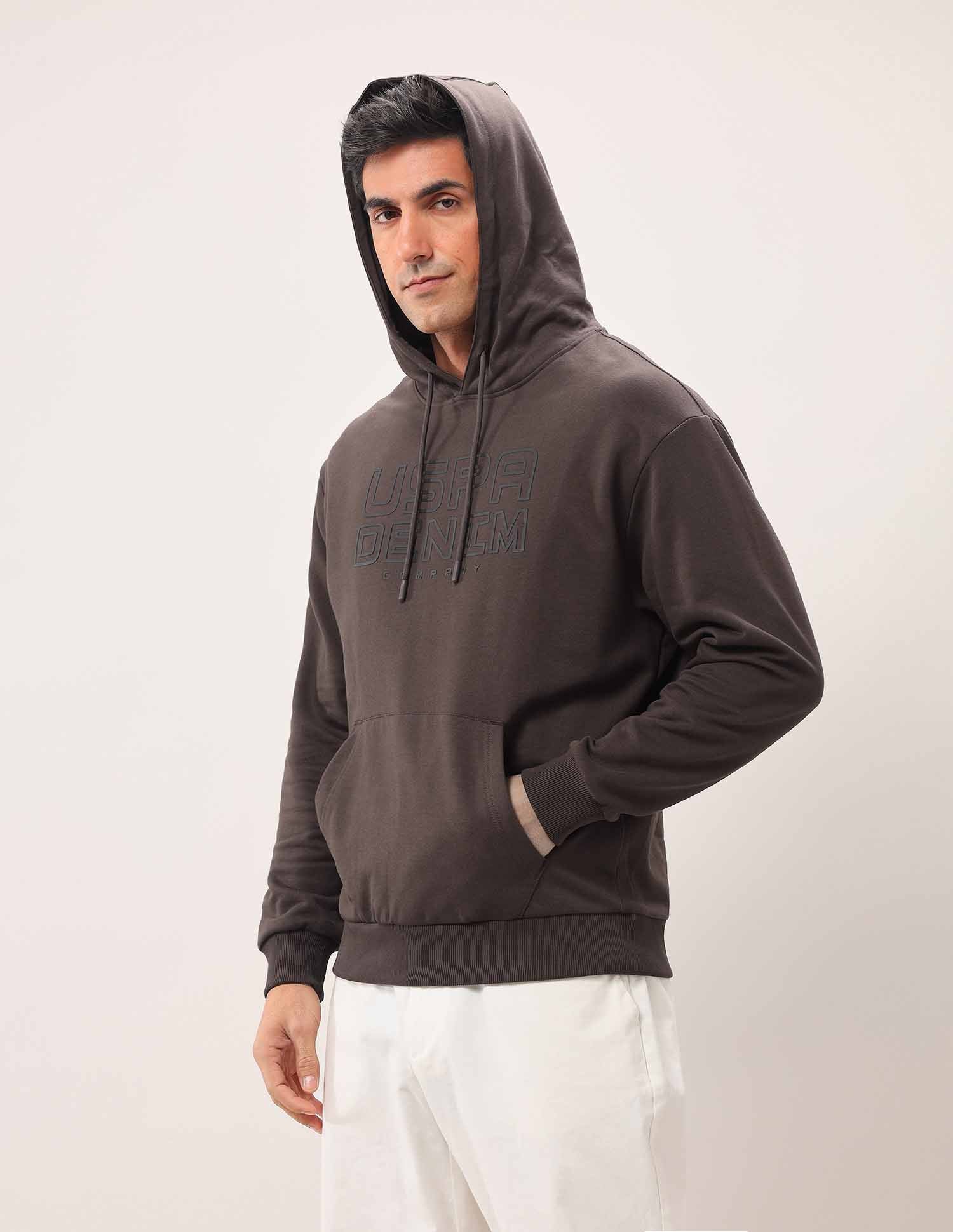 Brand Printed Oversized Fit Sweatshirt Dark Brown - U.S. POLO ASSN. | Large