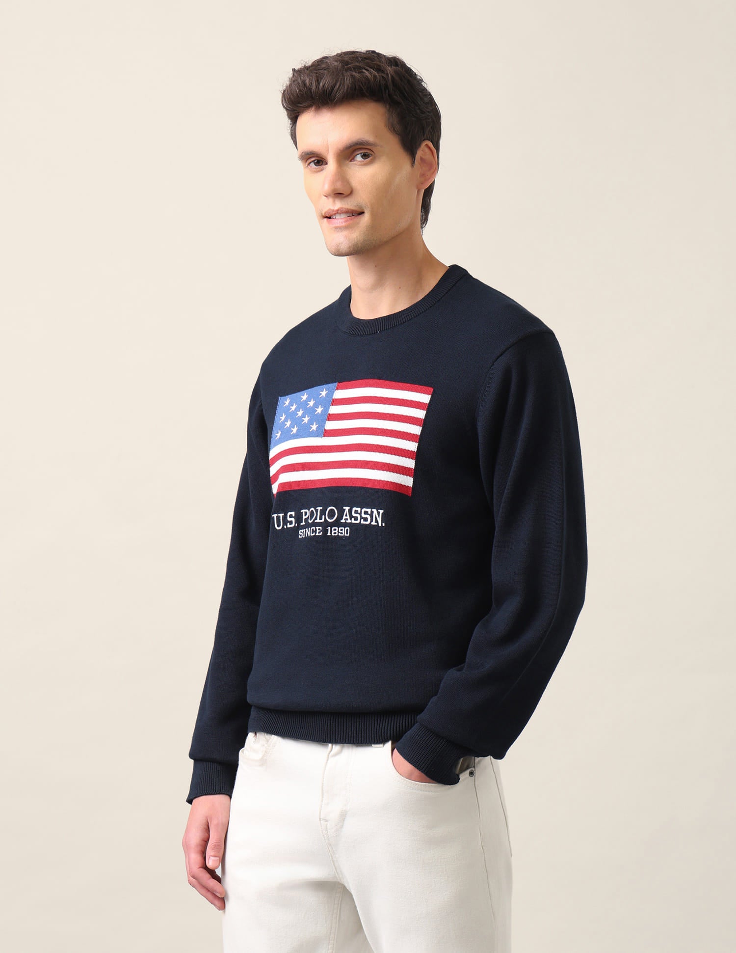 Graphic Printed Regular Fit Sweater Navy - U.S. Polo Assn. India | Large