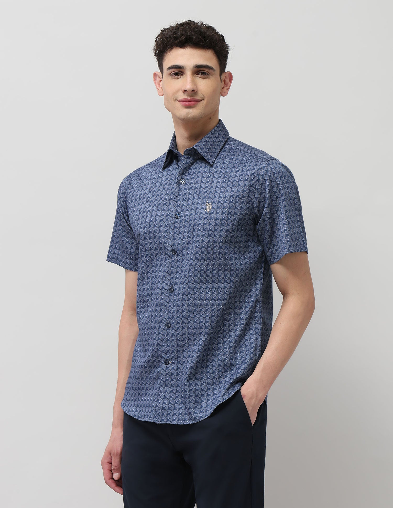 Tailored Fit Satin Shirt Navy - U.S. POLO ASSN. | Large