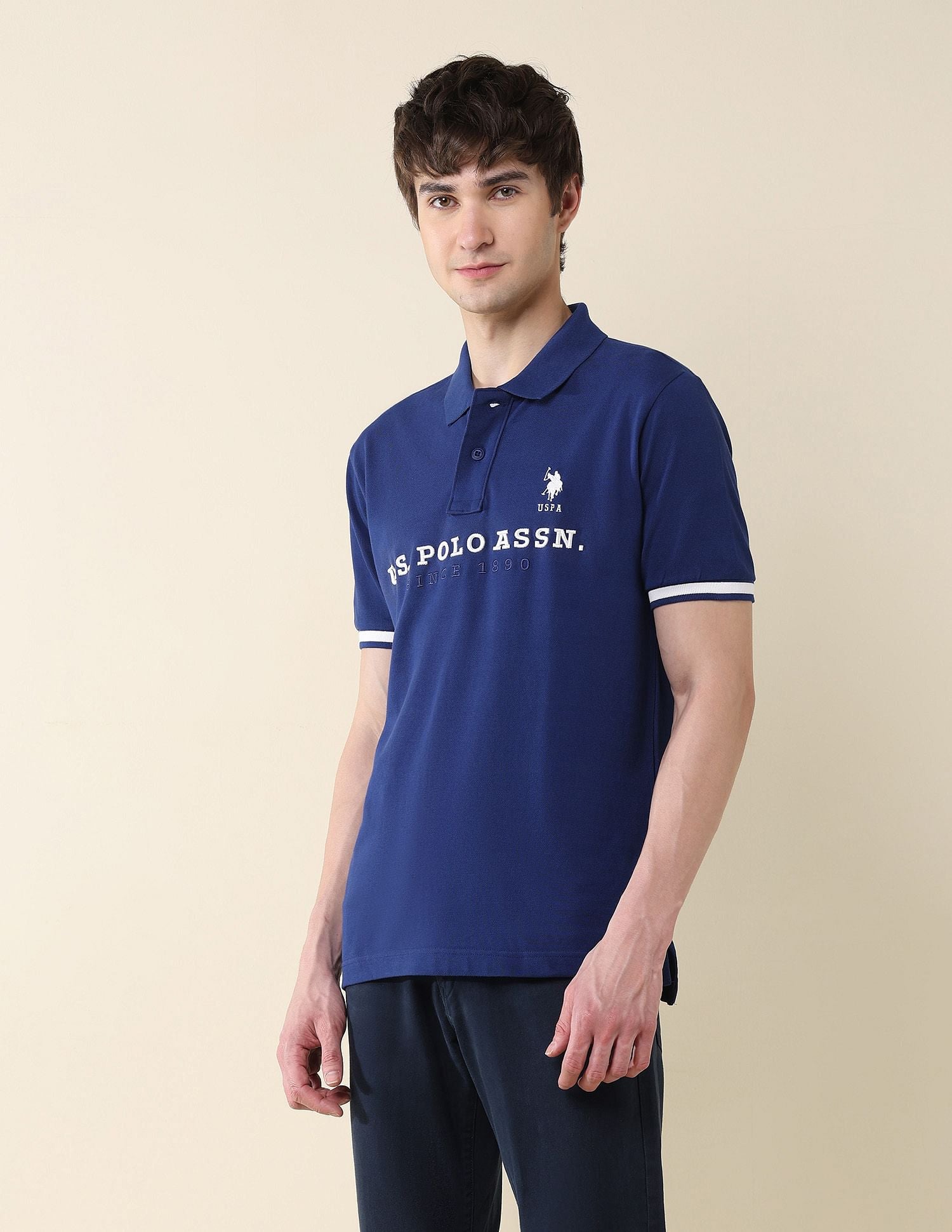 Slim Fit Brand Embroidered Polo Shirt Dark Blue - U.S. POLO ASSN. | Large
