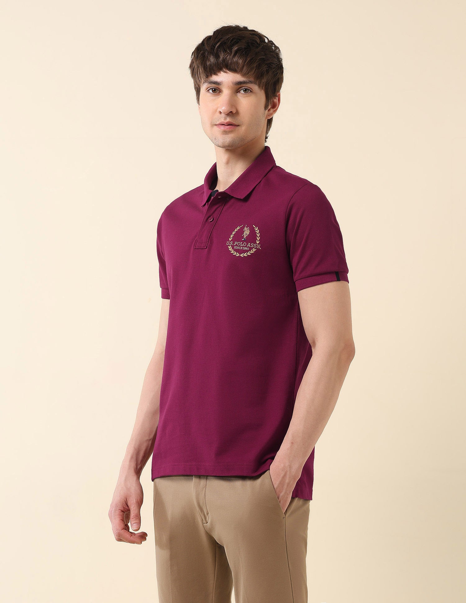 Pure Cotton Slim Fit Classic Polo Shirt Dark Red - U.S. Polo Assn. India | Large