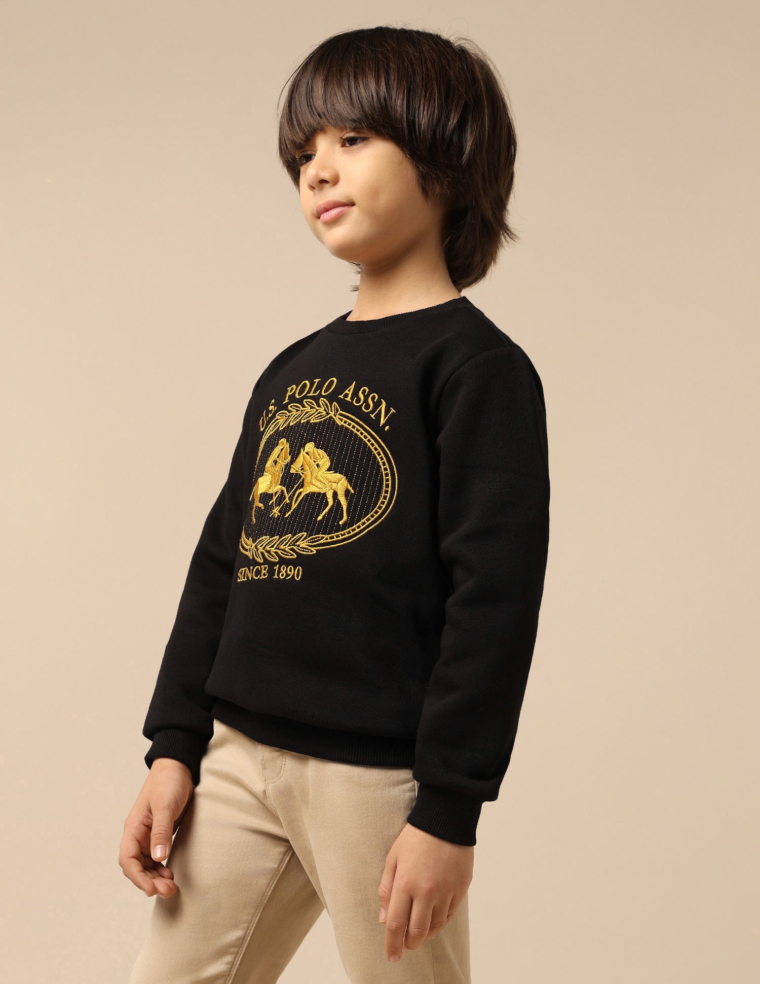 Boys Graphic Brand Embroidered Regular Fit Sweatshirt Black - U.S. Polo Assn. India | Large