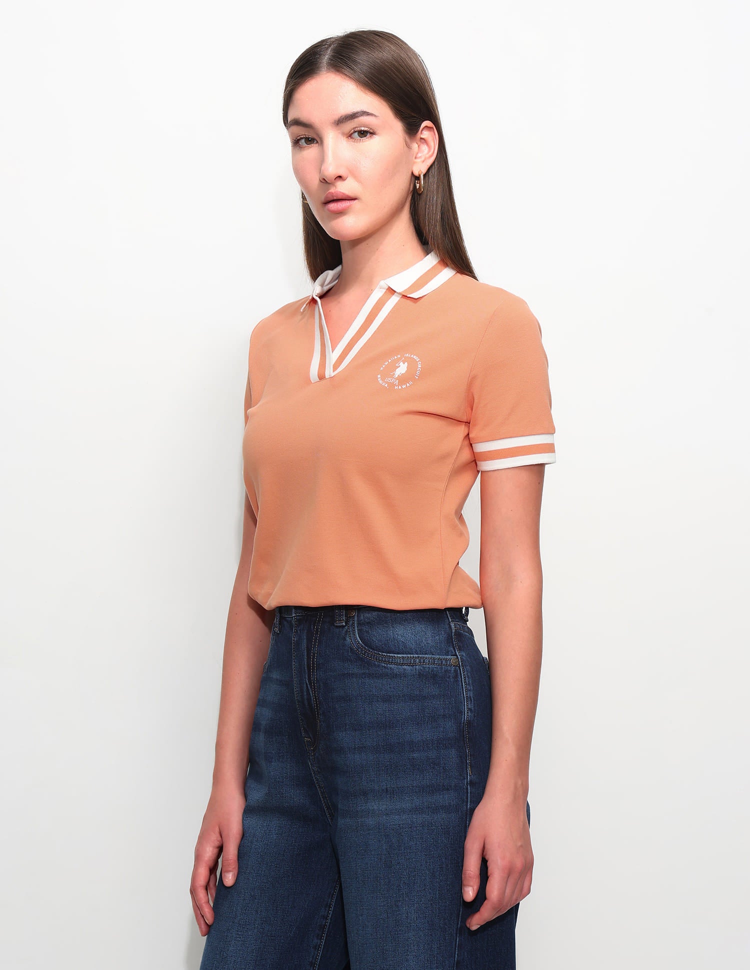 Regular Fit Solid Polo Shirt Orange - U.S. Polo Assn. India | Large