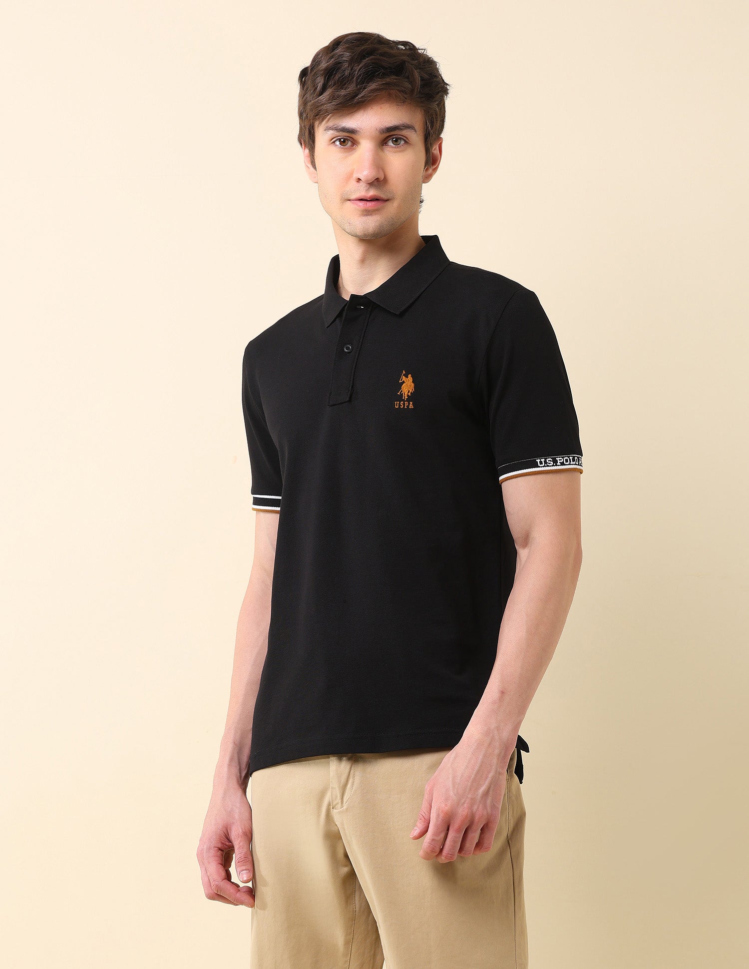 Solid Modern Monochrome Polo Shirt Black - U.S. Polo Assn. India | Large