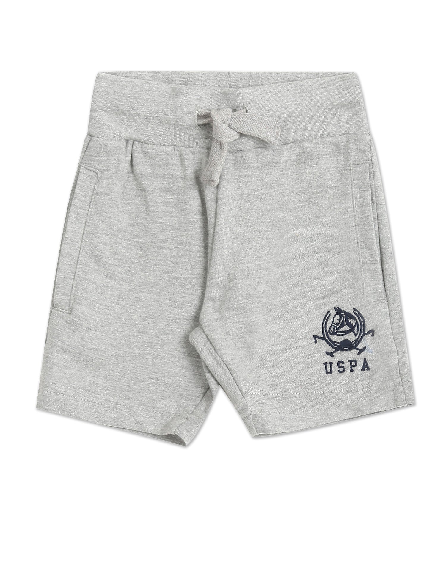 Boys Assorted Mid Rise Knit Shorts - Pack Of 2 Grey and Red - U.S. Polo Assn. India | Large