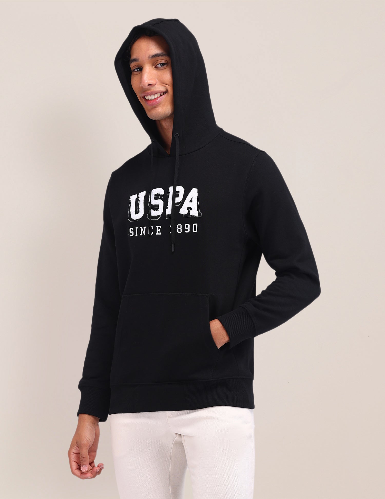 Brand Printed Regular Fit Sweatshirt Black - U.S. Polo Assn. India | Large