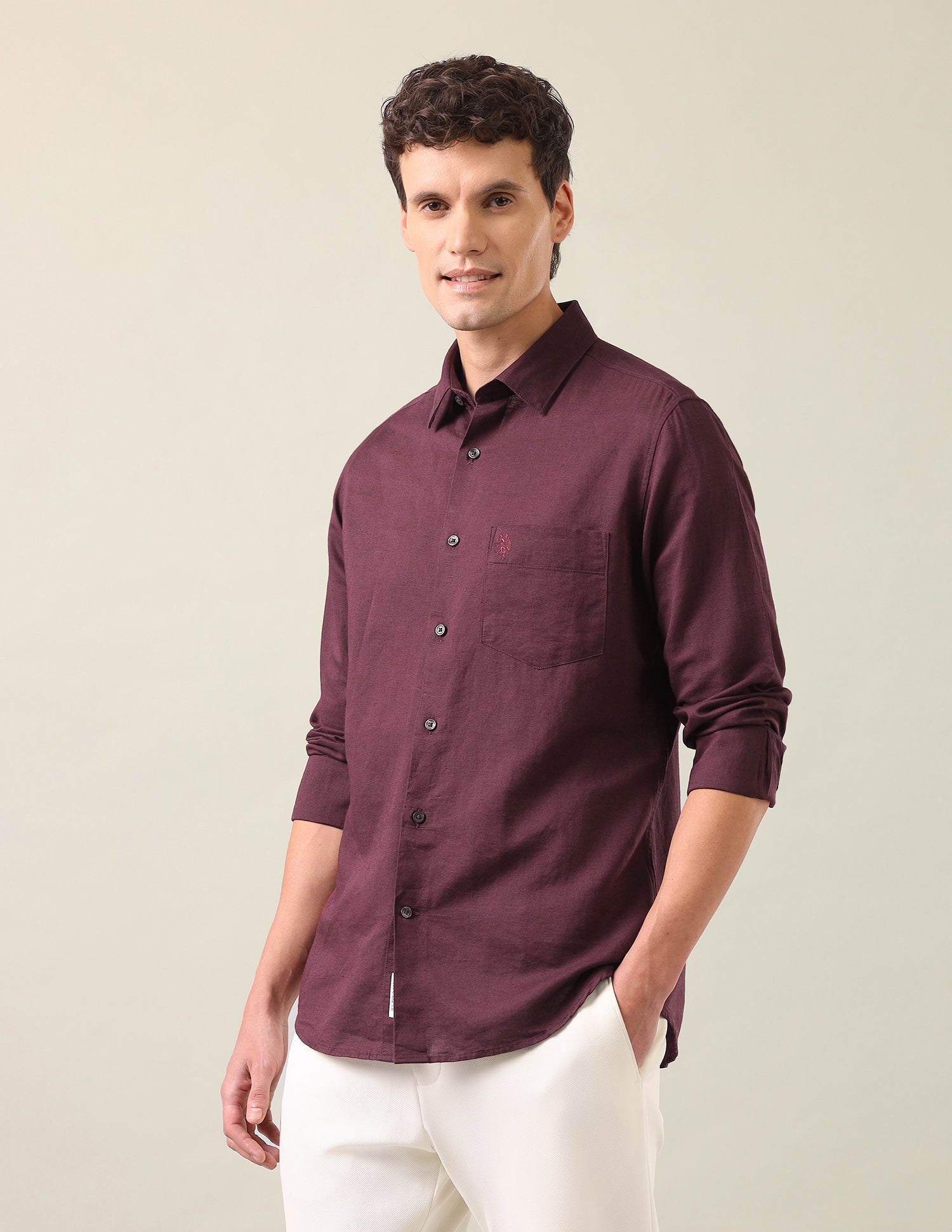 Solid Tailored Fit Shirt Wine - U.S. Polo Assn. India | Large