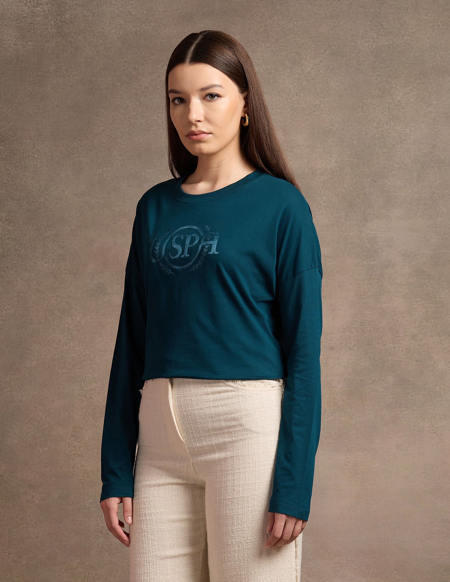 Drop Shoulder Satin Flock T-Shirt Teal - U.S. POLO ASSN. | Large