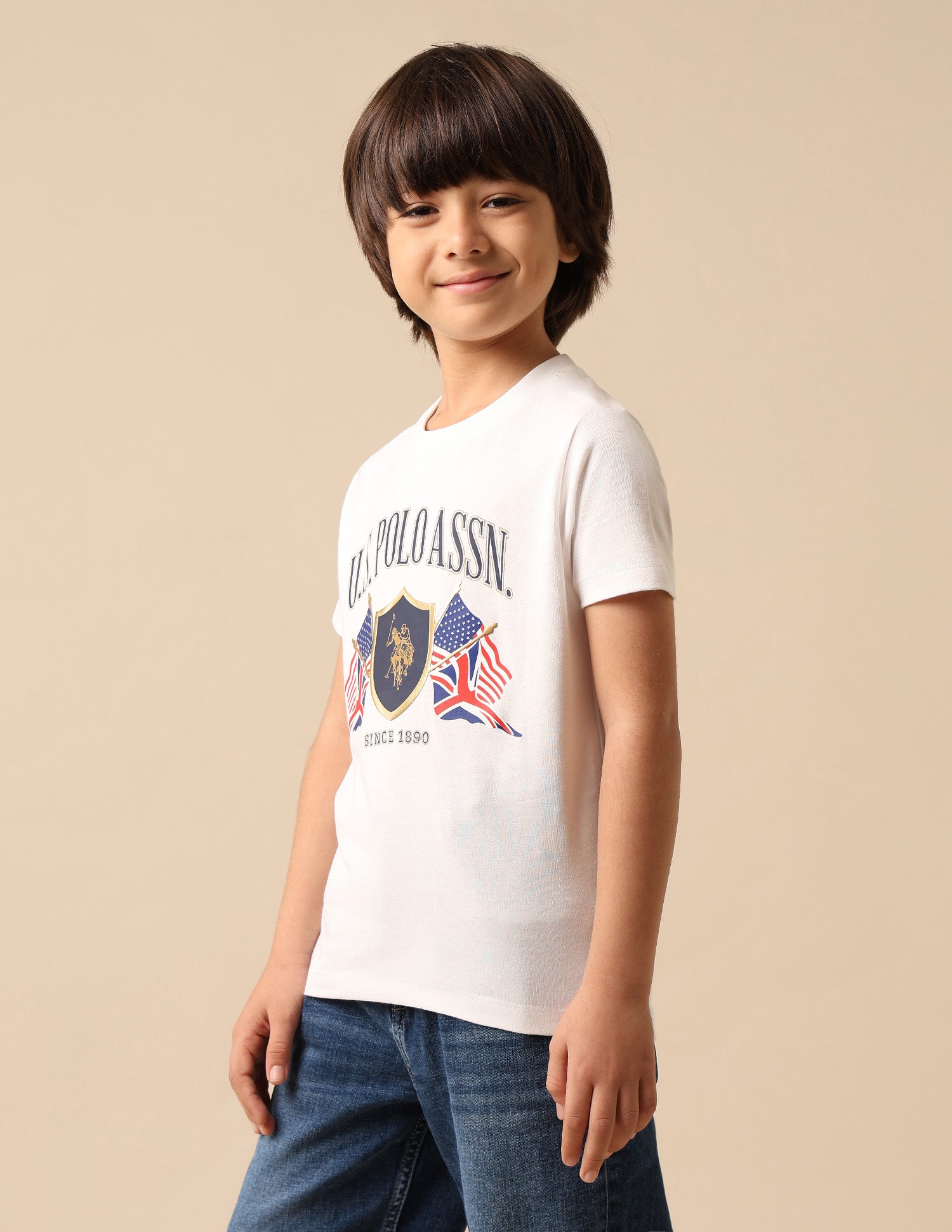Boys Graphic Printed Pure Cotton T Shirt White - U.S. POLO ASSN. | Large