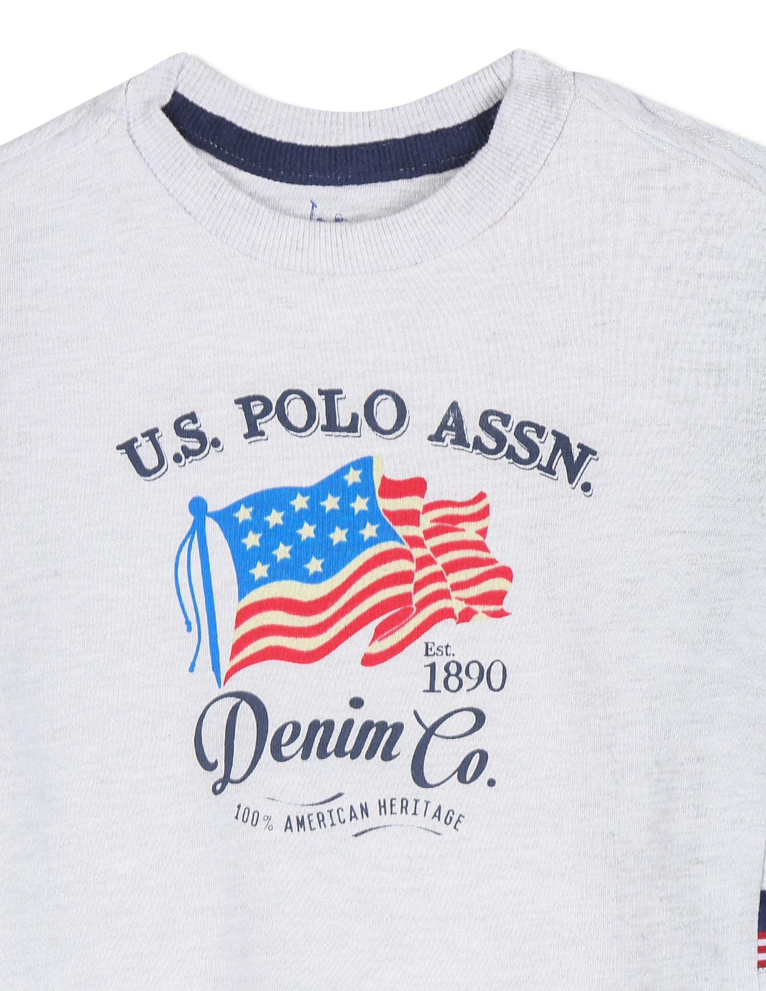 Crew Neck Brand Print Sweatshirt Grey - U.S. POLO ASSN. | Large